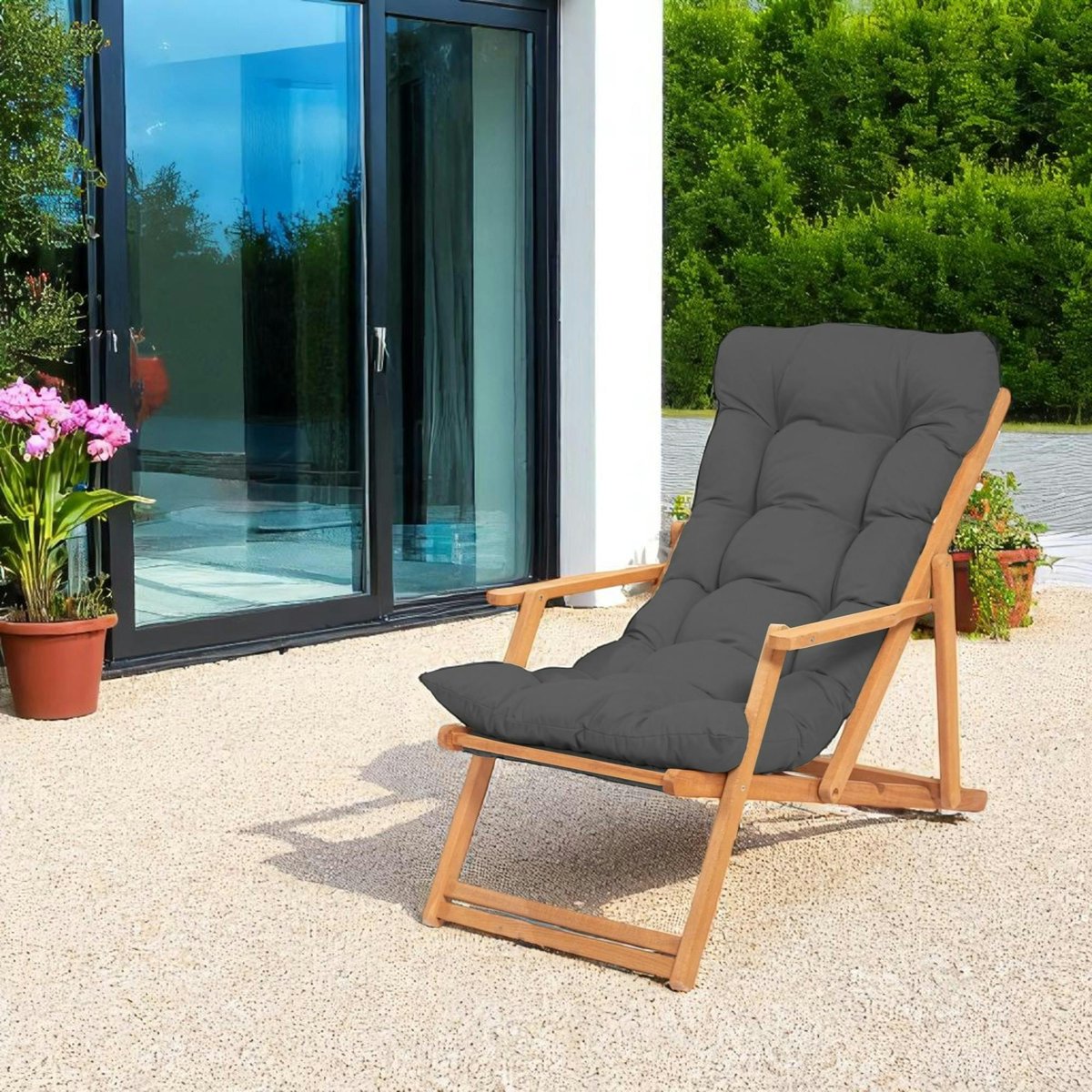 Chilienne confort avec coussin SORA gris, PIER IMPORT