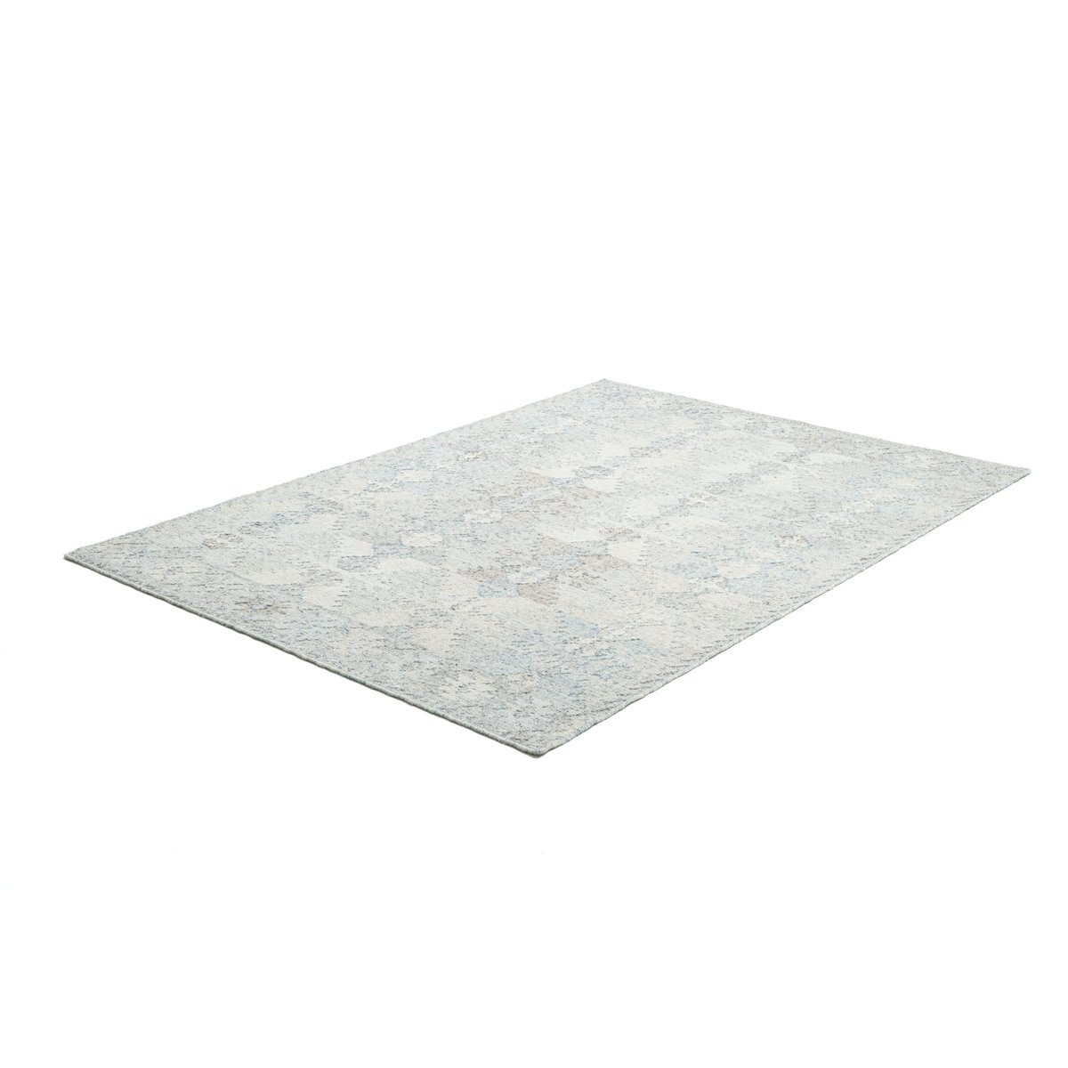 Tapis salon Zilch tissé main, laine et coton gris, THEKO