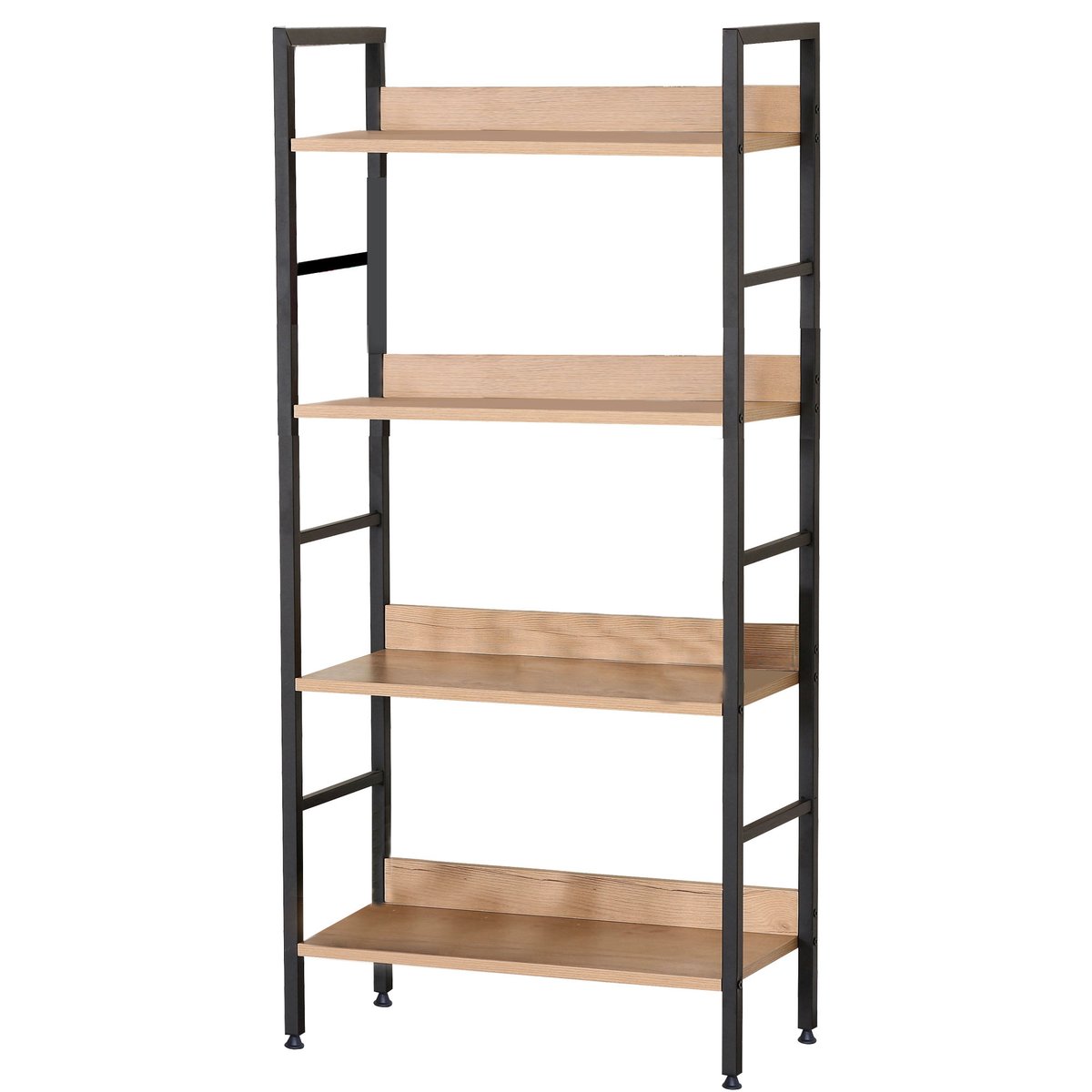 Étagère en métal noir et bois 4 étages 60x28x126cm bois, WADIGA
