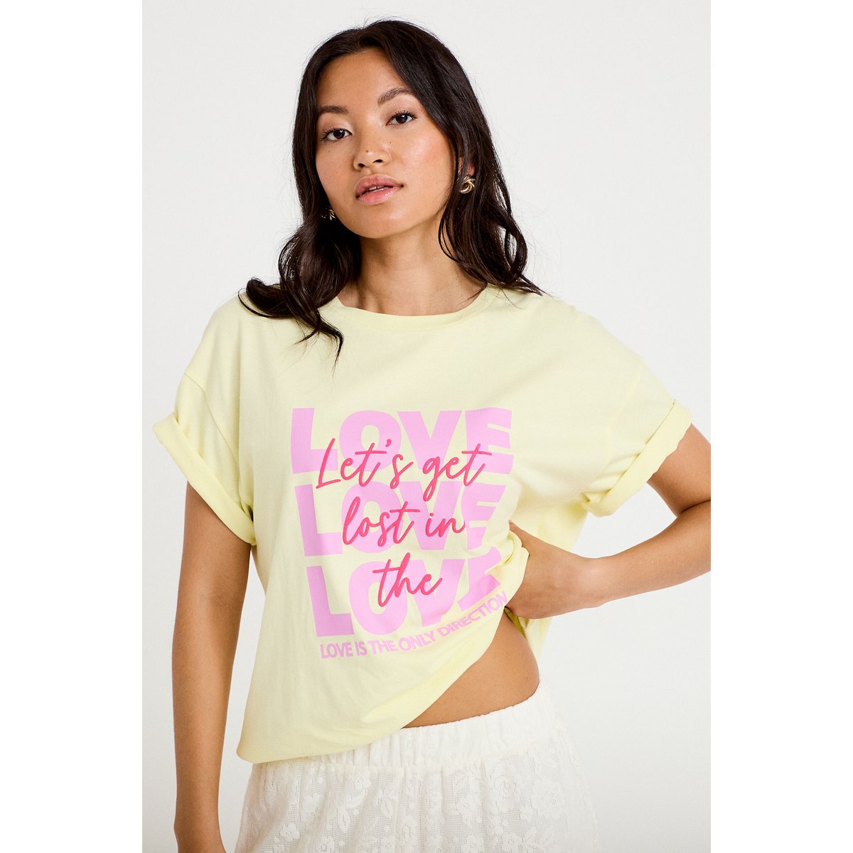 T-shirt boyfriend manches courtes jaune clair, CACHE CACHE