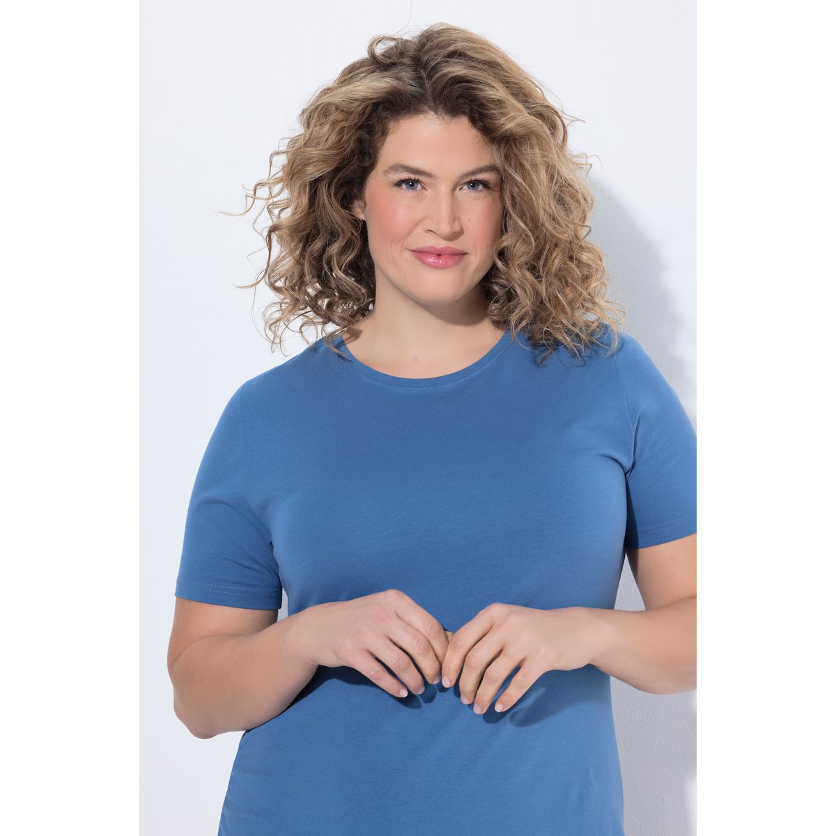 Robe maxi en coton bio, effet drapé bleu jean, ULLA POPKEN