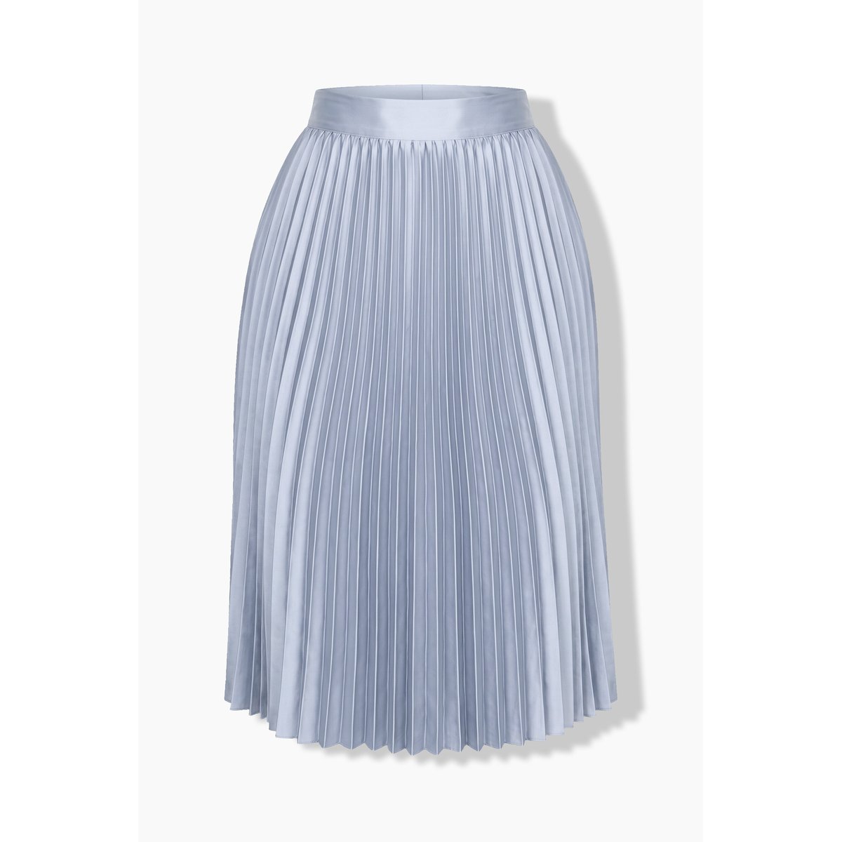 Jupe plissée en satin, coupe évasée gris roche, ULLA POPKEN