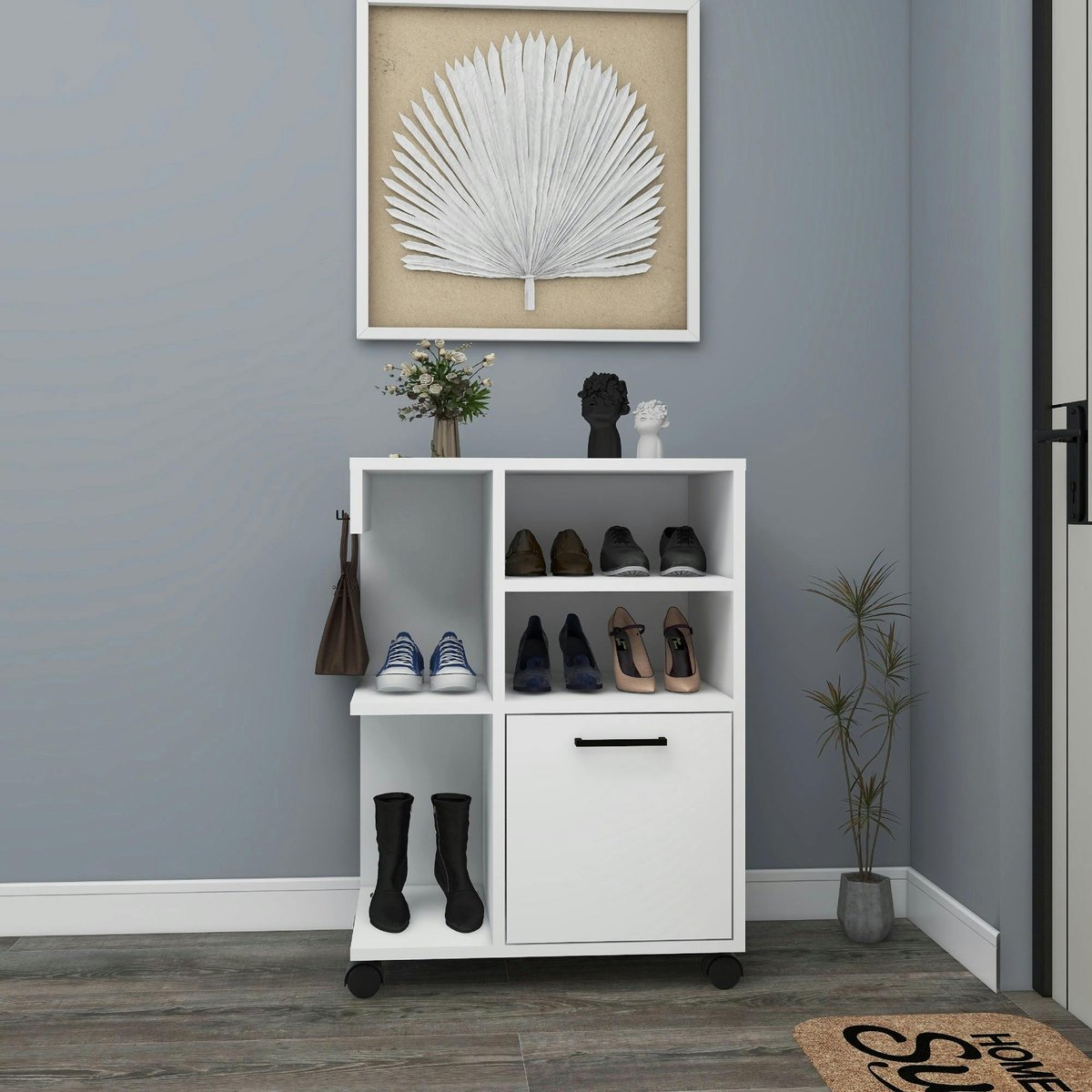 Meuble de rangement sur roulettes MARFA blanc, PIER IMPORT