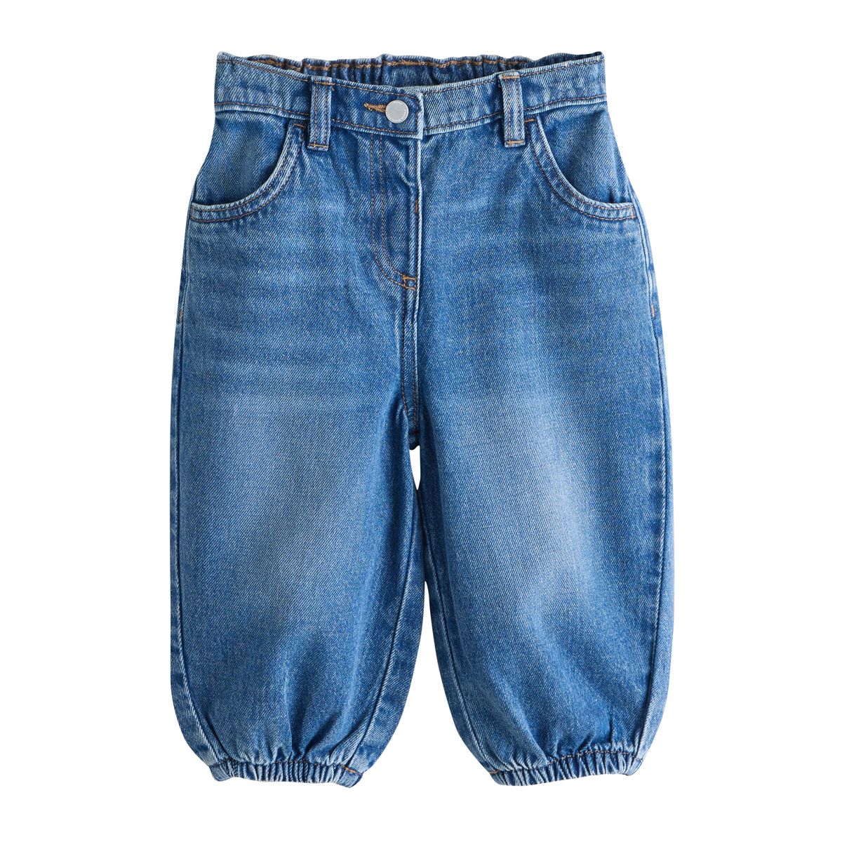 Jean barrel denim moyennement délavé, NEXT