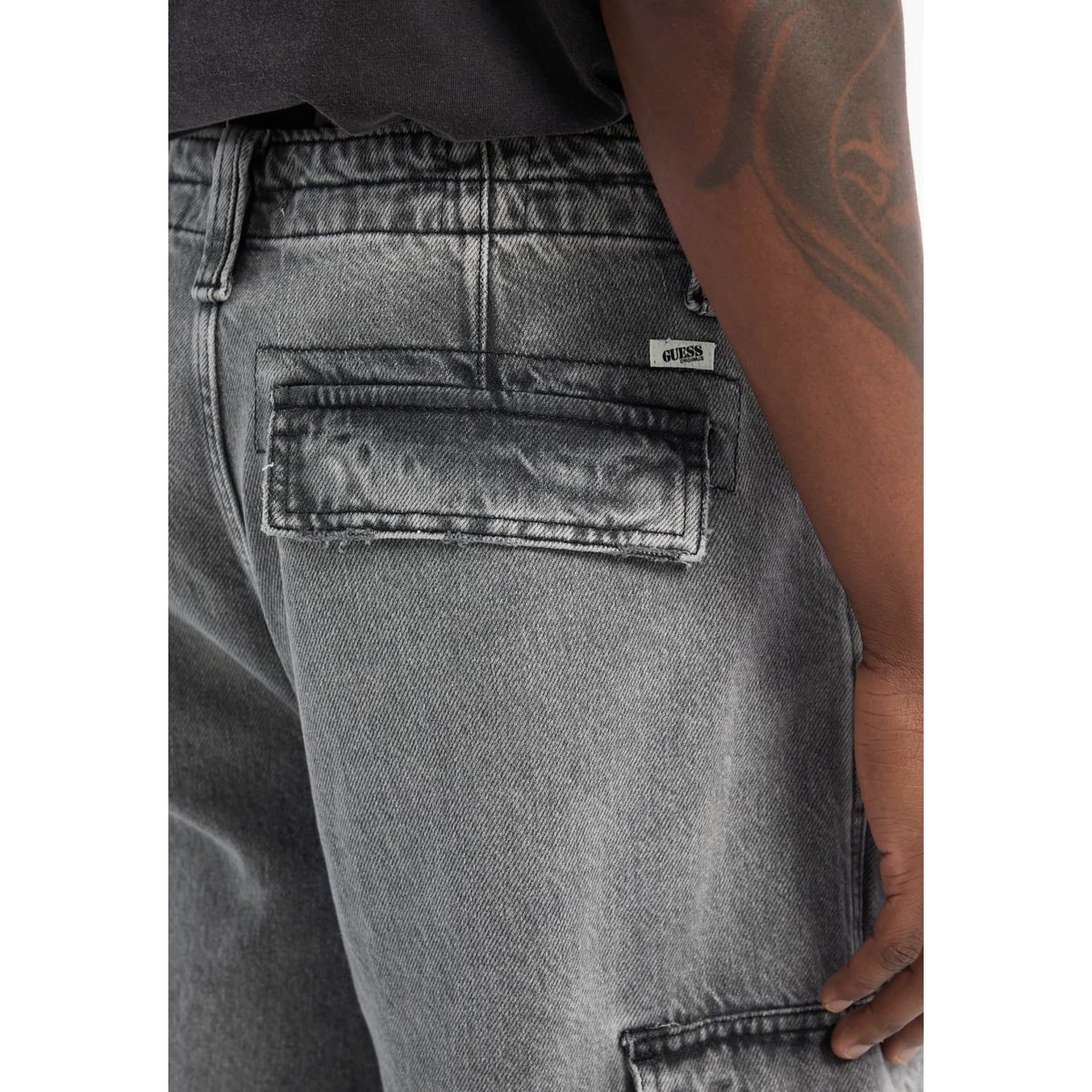 Pantalon Cargo En Jean gris, GUESS