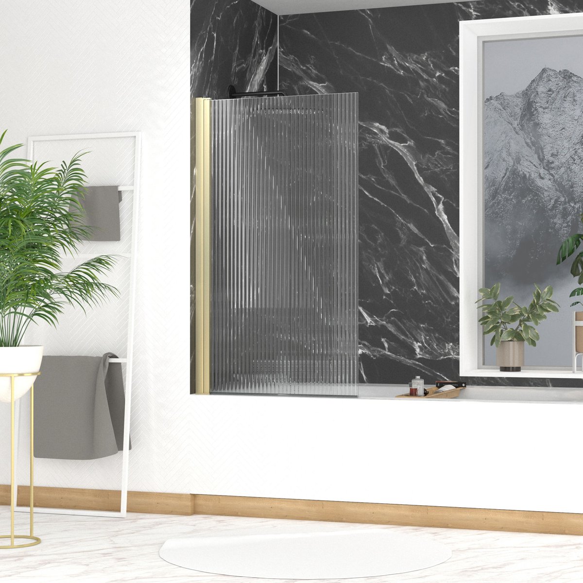 Pare baignoire en verre ondulé jaune foncé, HOME MAISON