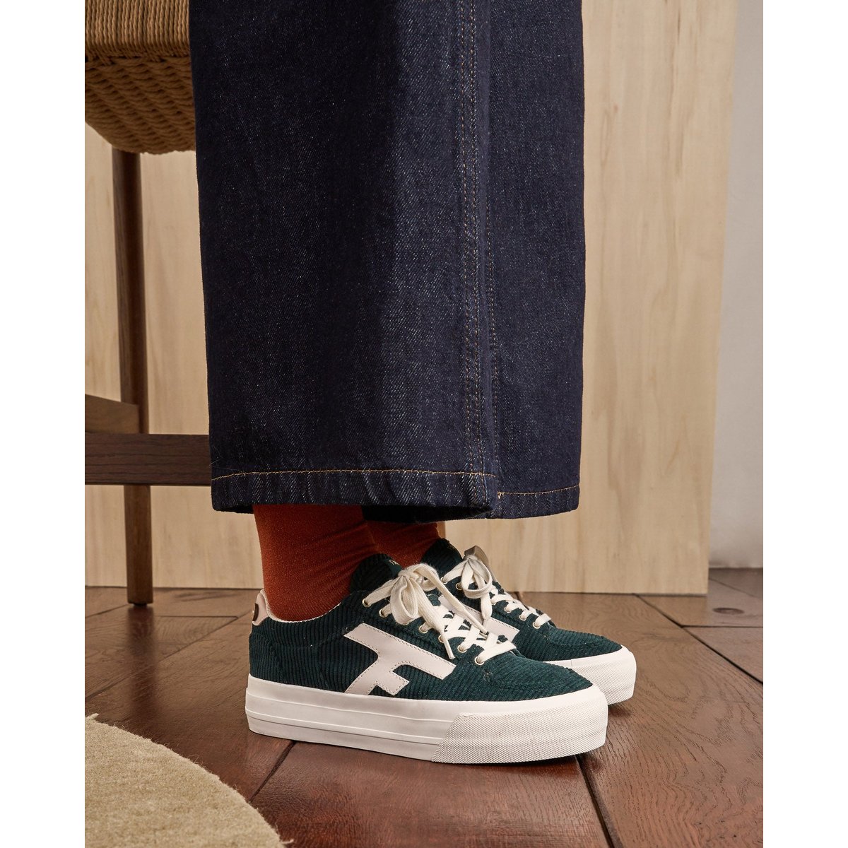 Baskets platform WALNUT vert émeraude, FAGUO