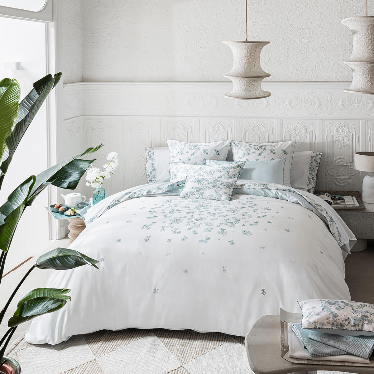 Housse de couette en Coton, MANUKA ciel, LE JACQUARD FRANCAIS