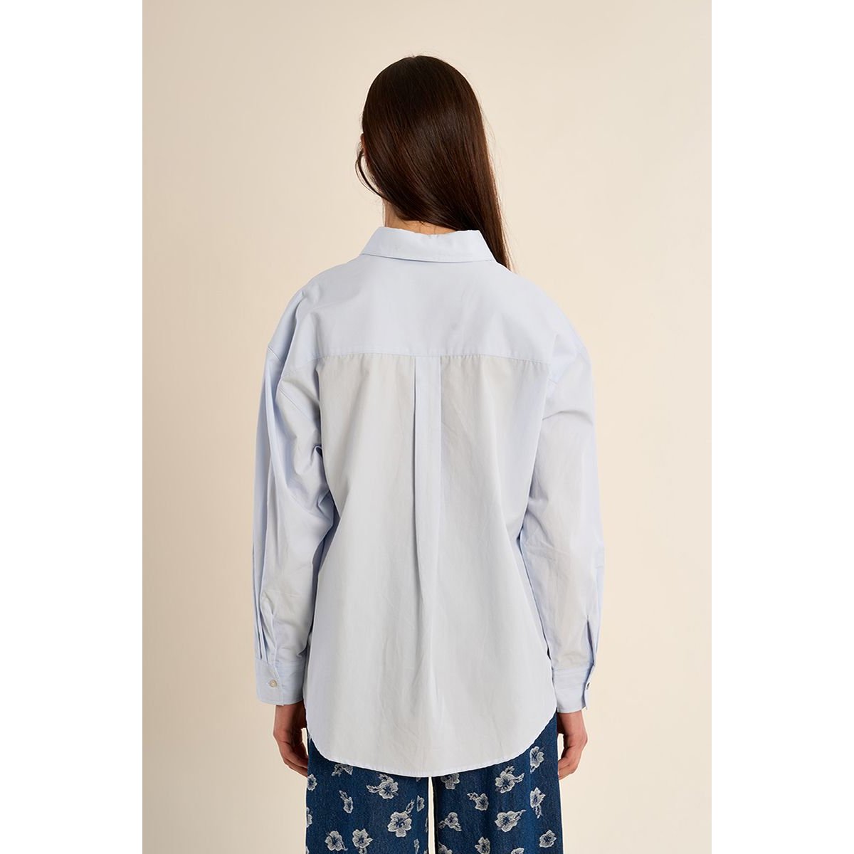 Chemise droite à trèfle brodé light blue, MOLLY BRACKEN