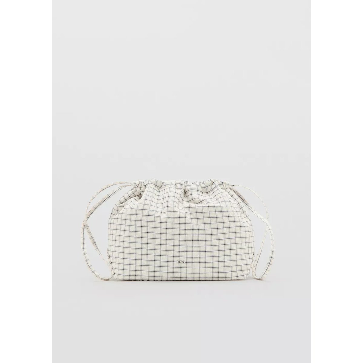 Trousse de toilette à carreaux en coton écru, MANGO