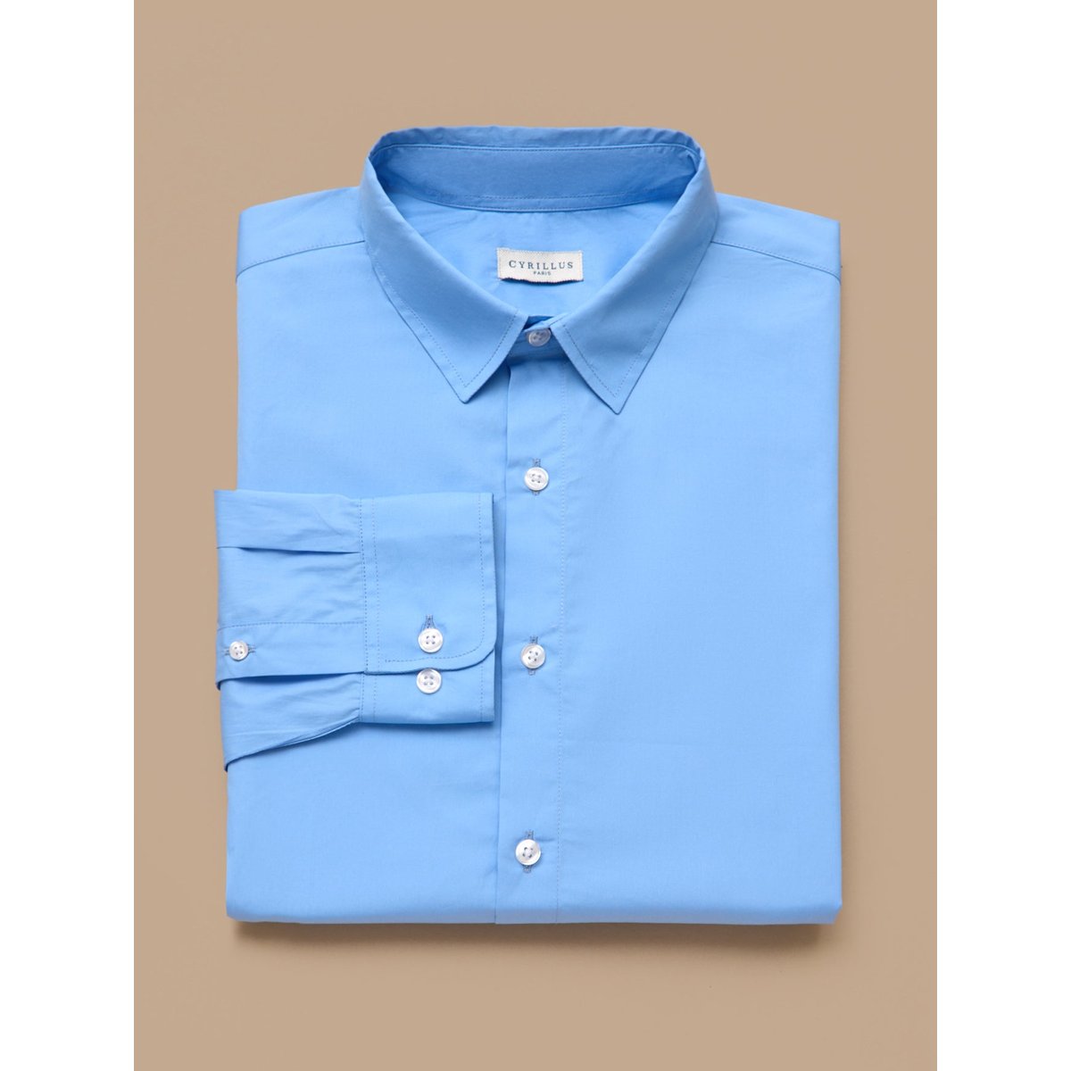 Chemise popeline unie - coupe contemporaine bleu, CYRILLUS