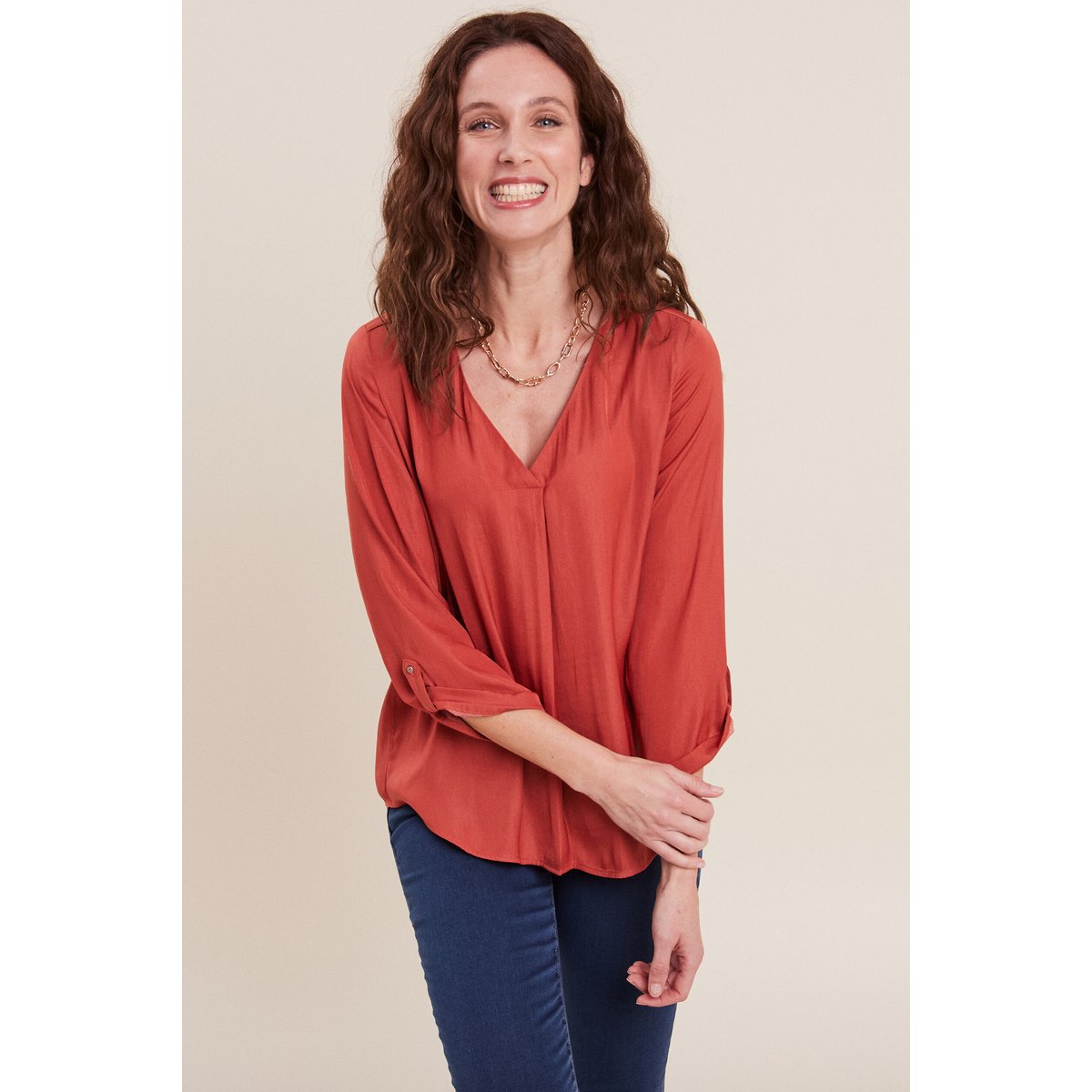 Blouse manches 3/4 terracotta, BREAL
