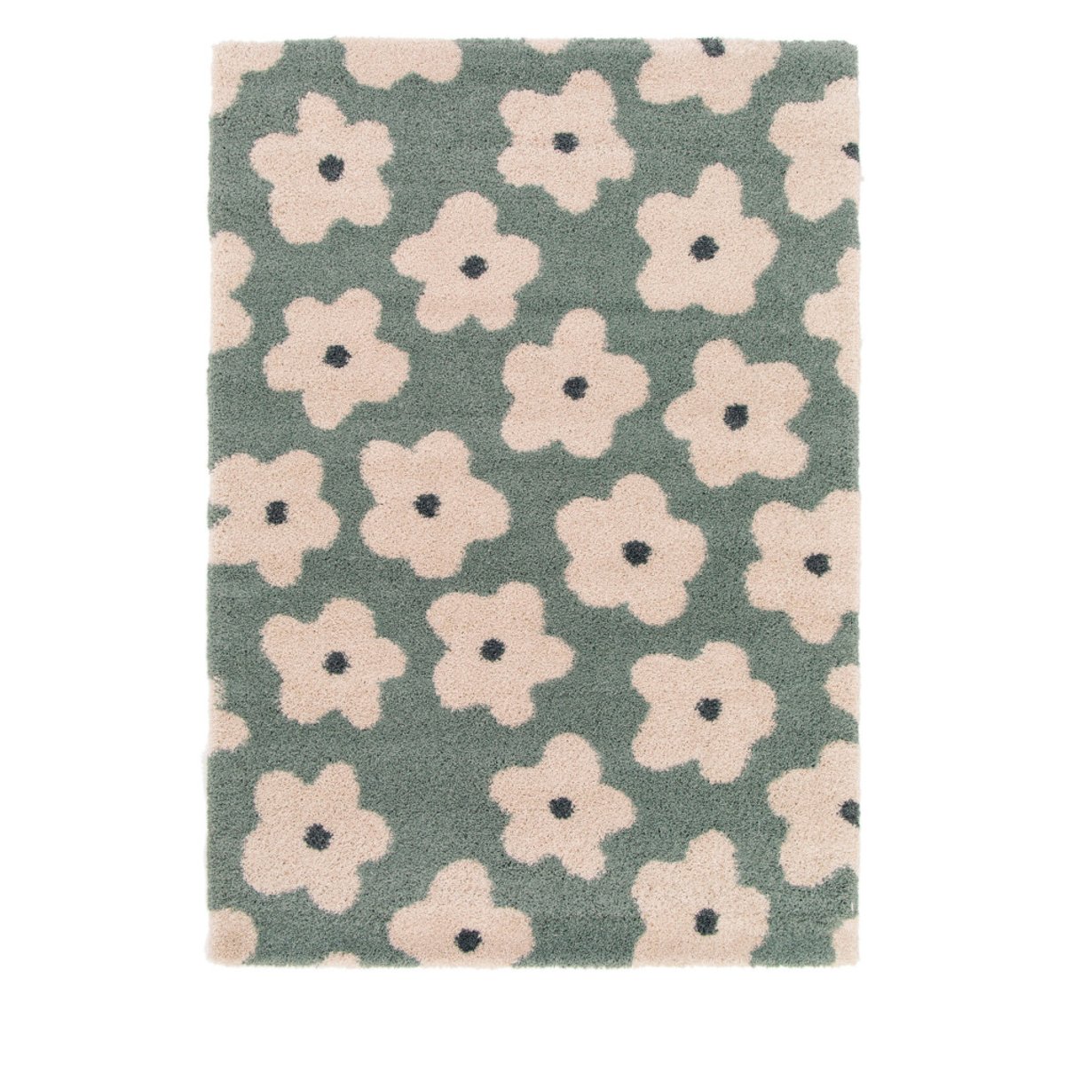 Tapis contemporain à motif floral- FLORA II vert de gris, DRAWER