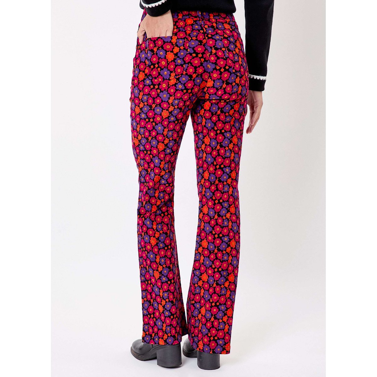Pantalon flare velours côtelé LULU rouge, PRINCESSE NOMADE