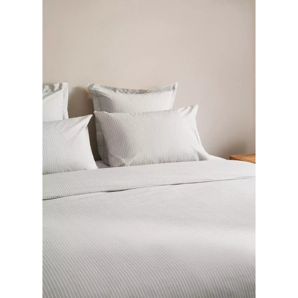 Housse de couette percale de coton rayures lit 150/160 cm gris clair/pastel, MANGO HOME