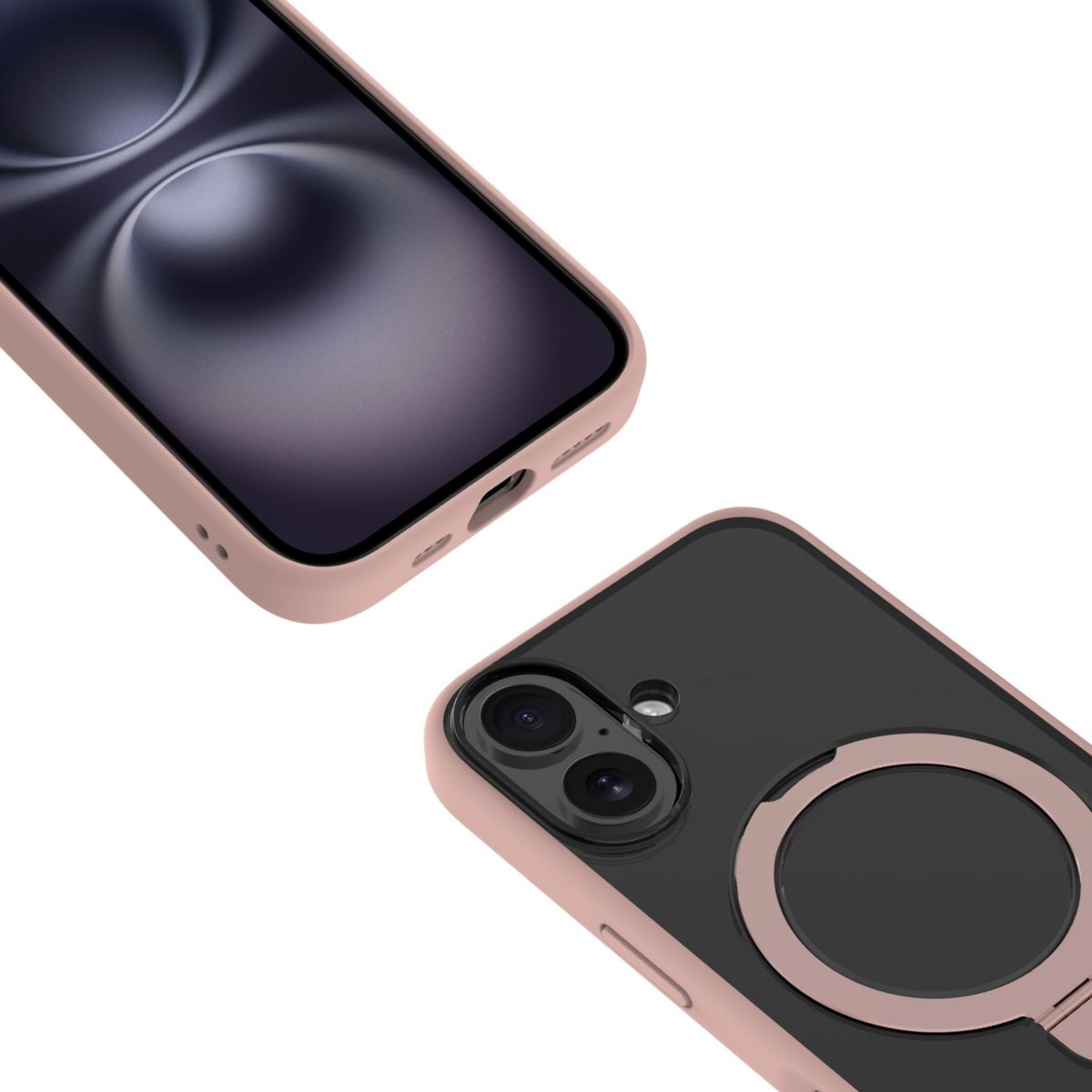 Coque iPhone 17 magnétique stand Rose couleur unique, ADEQWAT