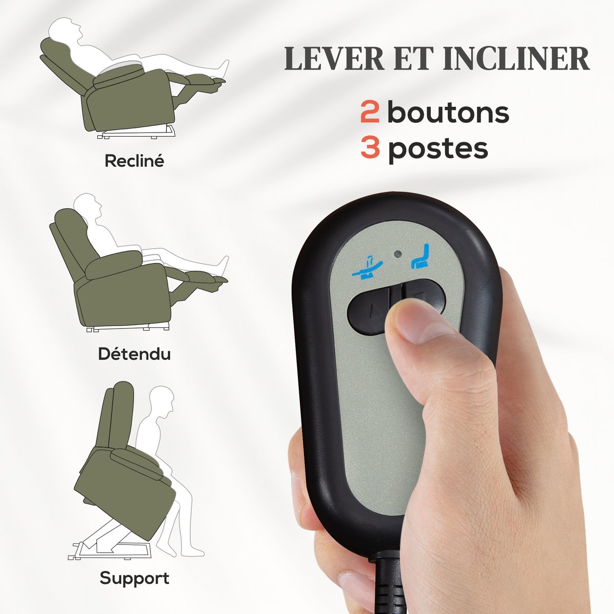 Fauteuil releveur multifonctionnel Lin vert, HOMCOM