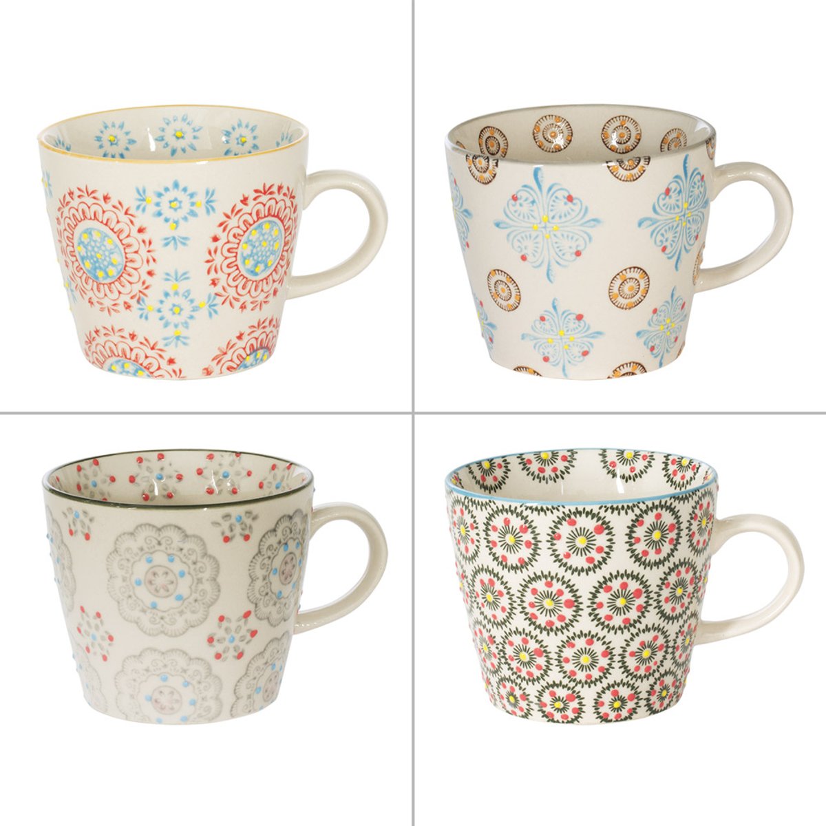 Coffret de 4 tasses Bohème 30 cl multicolore, TABLE PASSION