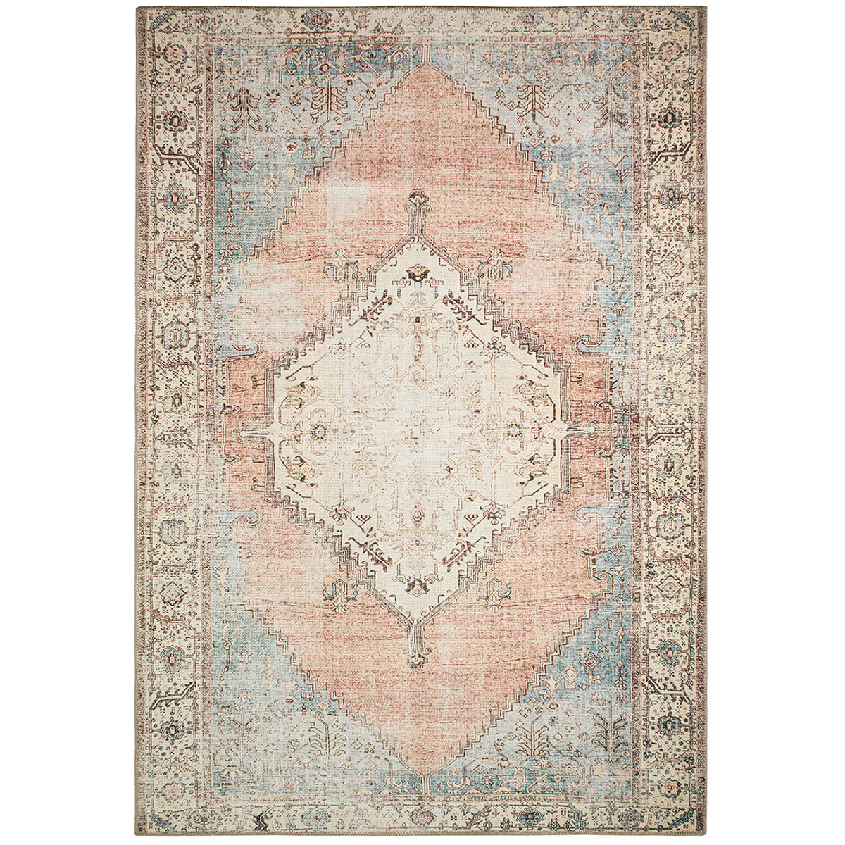 Tapis de salon vintage symétrique CARRY multicolore, NAZAR RUGS