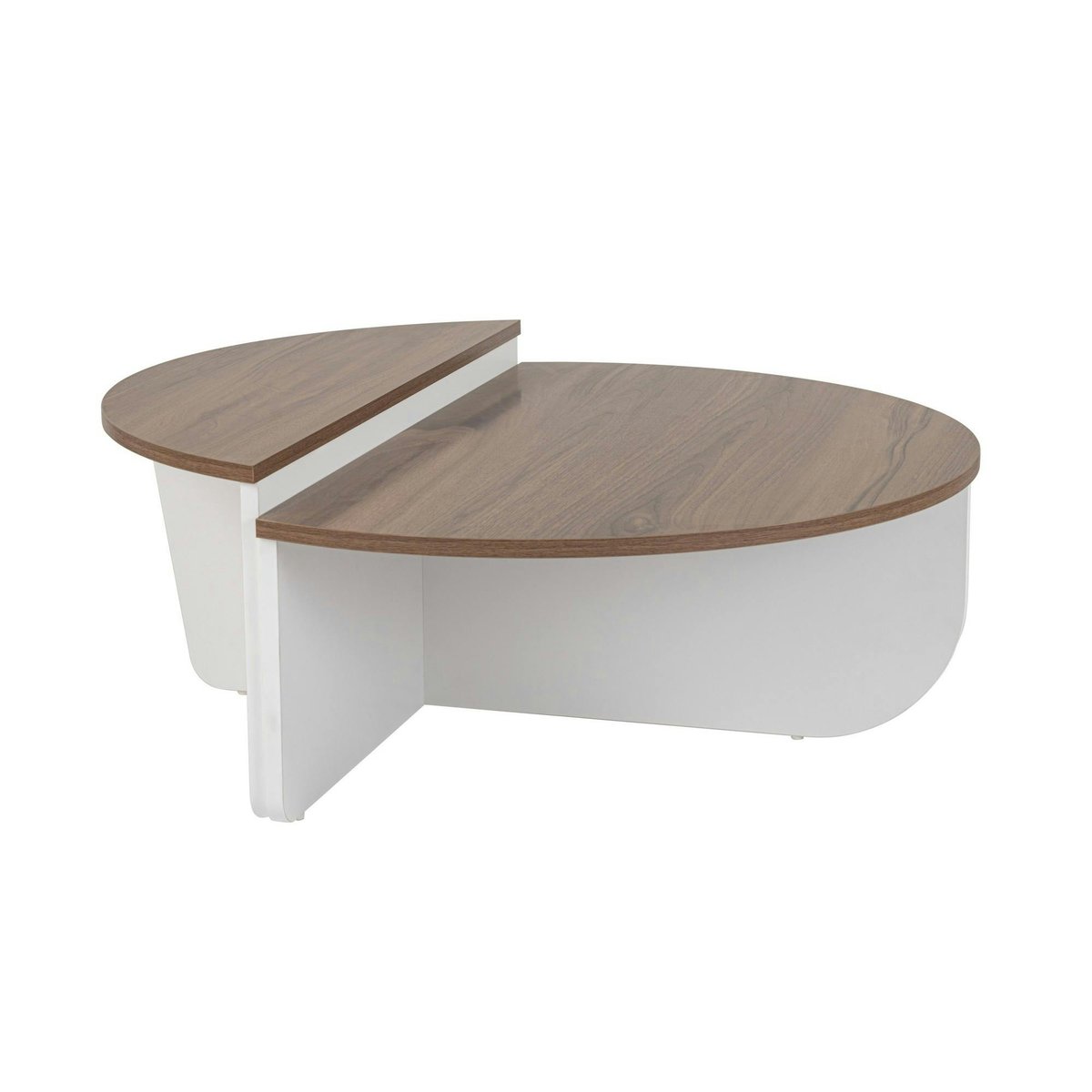 Table basse ronde modulable 2 hauteurs MARFA noyer / blanc, PIER IMPORT