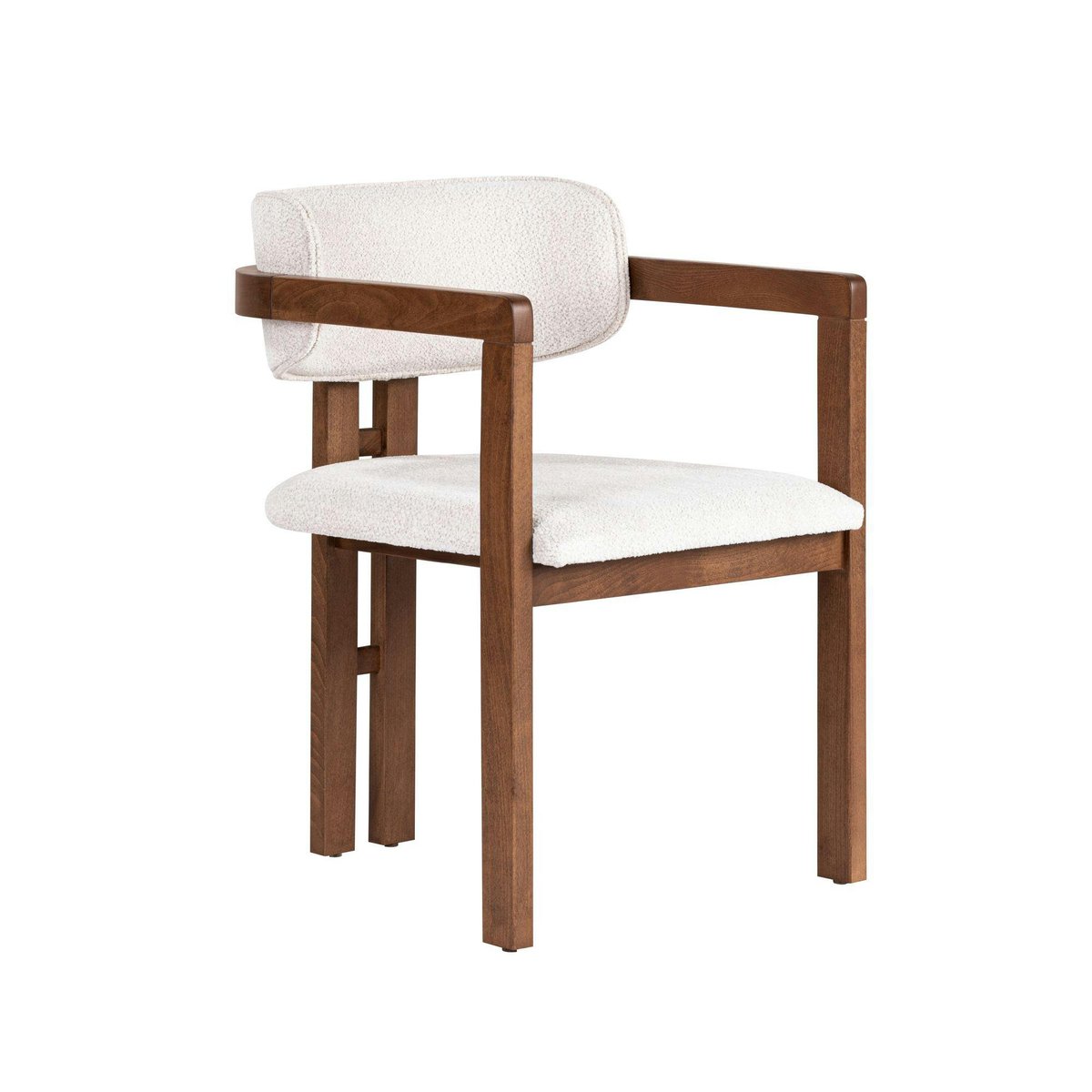 Chaise vintage bois et tissu avec accoudoirs MARFA blanc / bois, PIER IMPORT