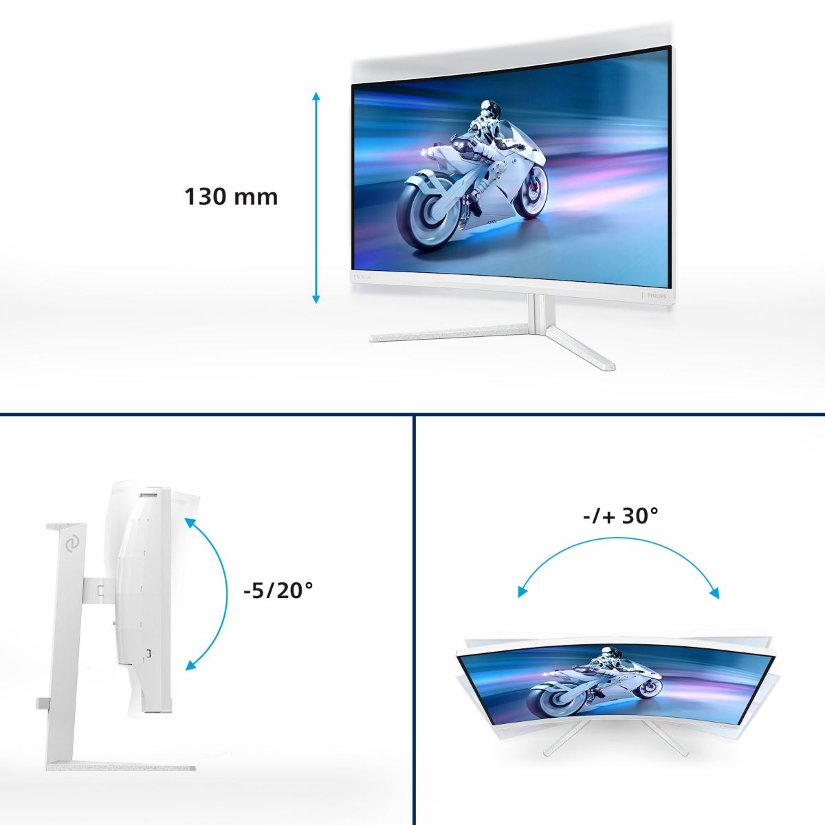 Ecran PC Gamer Evnia 32M2C5501 32" Incurvé 1500R QHD 180Hz Fast VA HDR10 Ambiglow couleur unique, PHILIPS