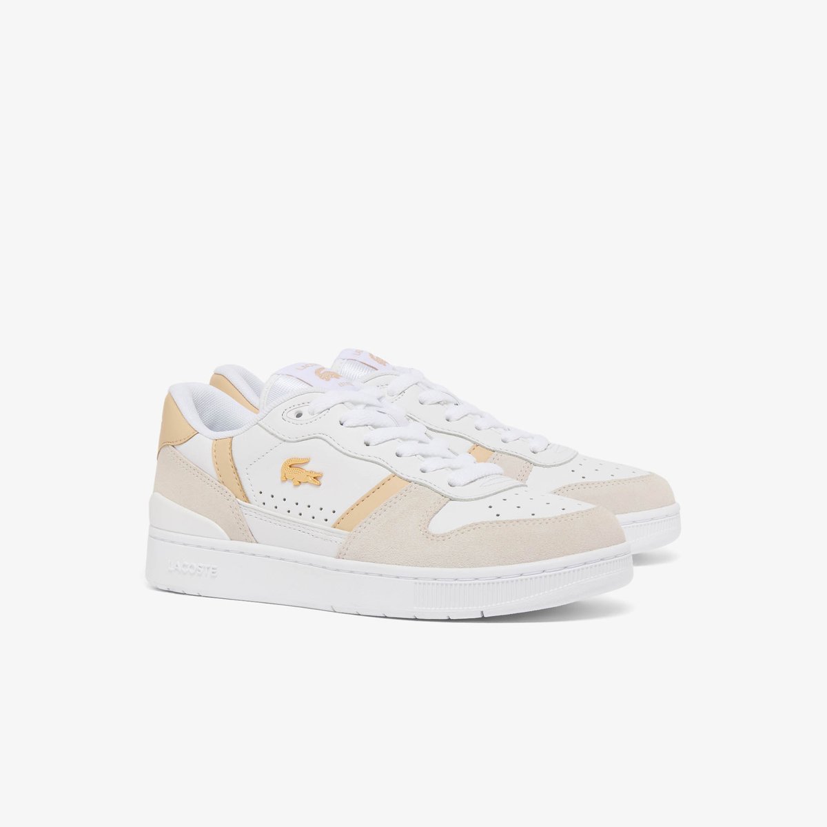Sneakers T-Clip Set femme en cuir blanc-83j, LACOSTE