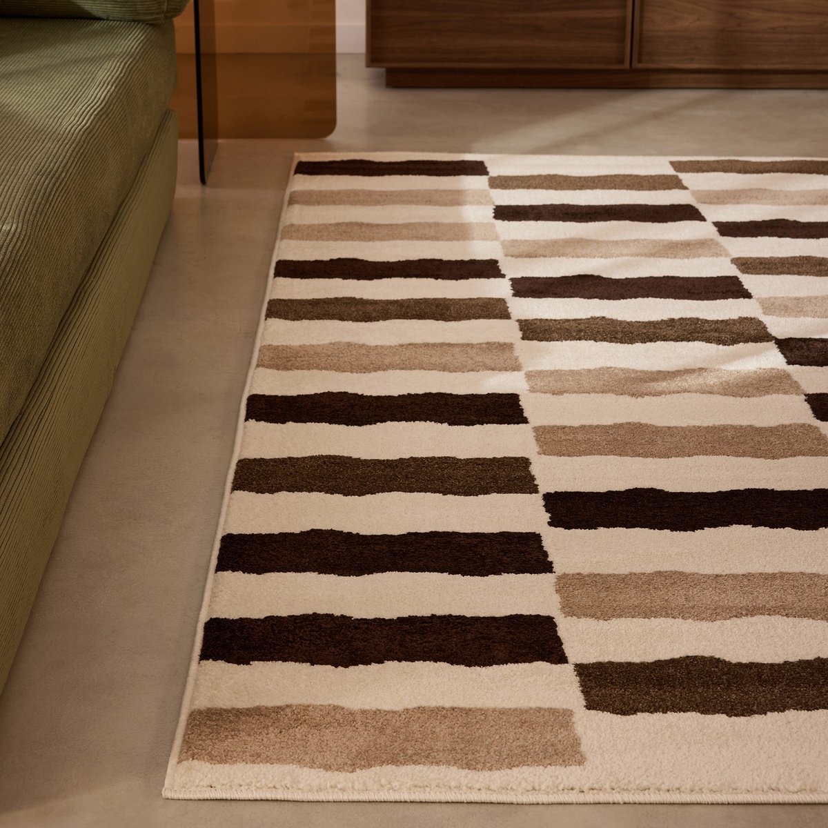 Tapis intérieur rayure retro SANTAL beige, NAZAR RUGS
