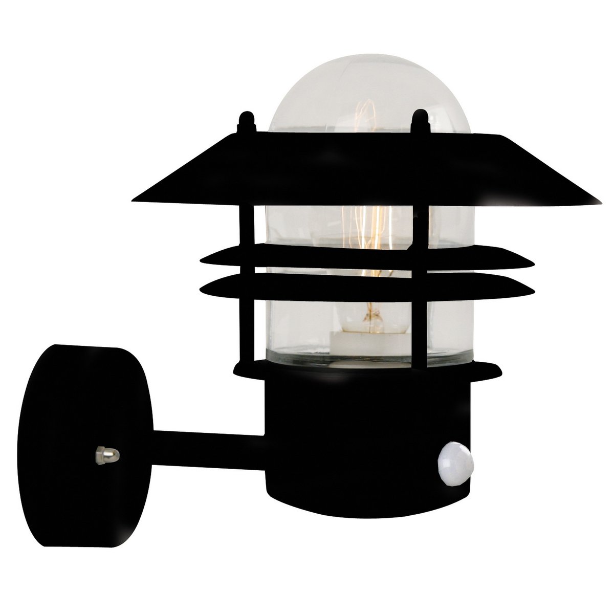 Applique murale extérieure avec detecteur de mouvement adapté aux zones côtières en acier galvanisé, BLOKHUS UP noir, NORDLUX