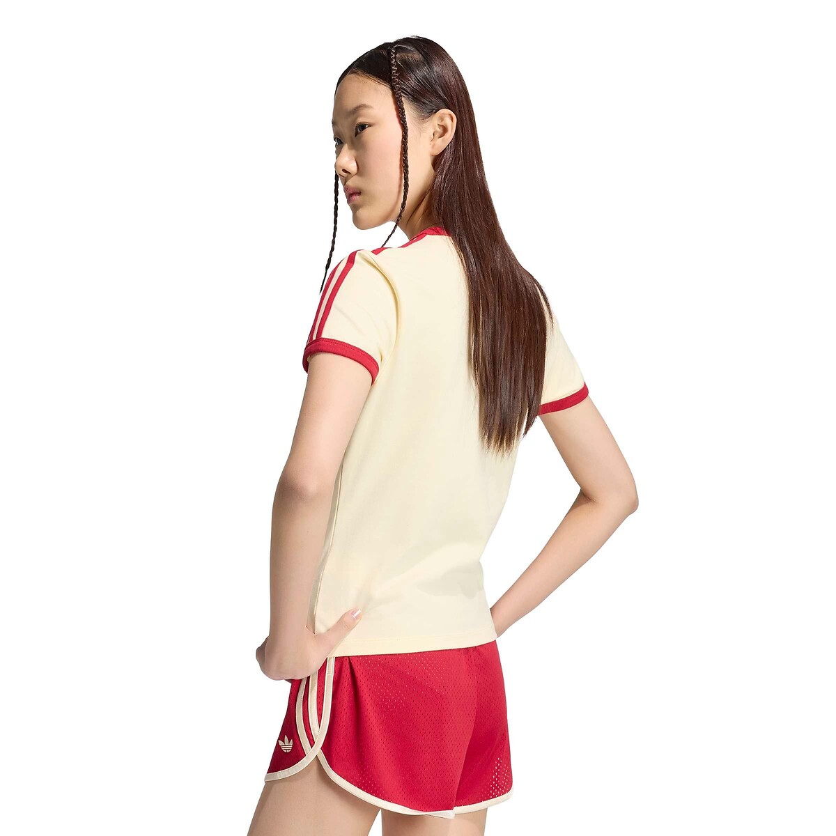 3 Stripes short sleeve t-shirt ecru/red, adidas Originals