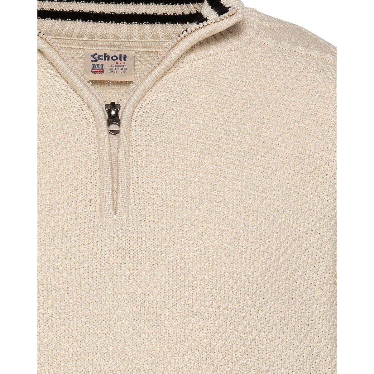 Pull camionneur en maille texturée ecru, SCHOTT