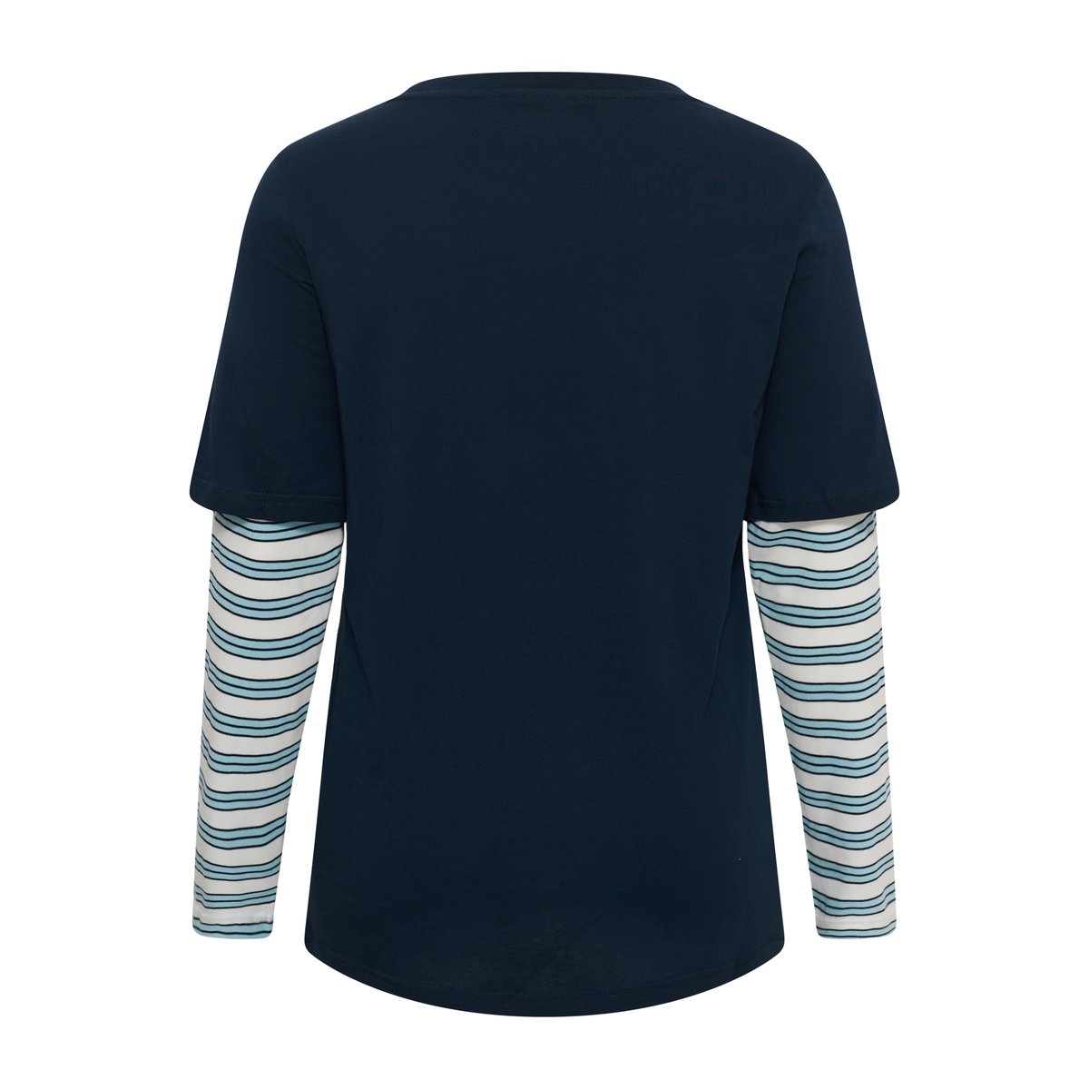 T-shirt à manches longues bleu midnight/blue stripe, KAFFE CURVE