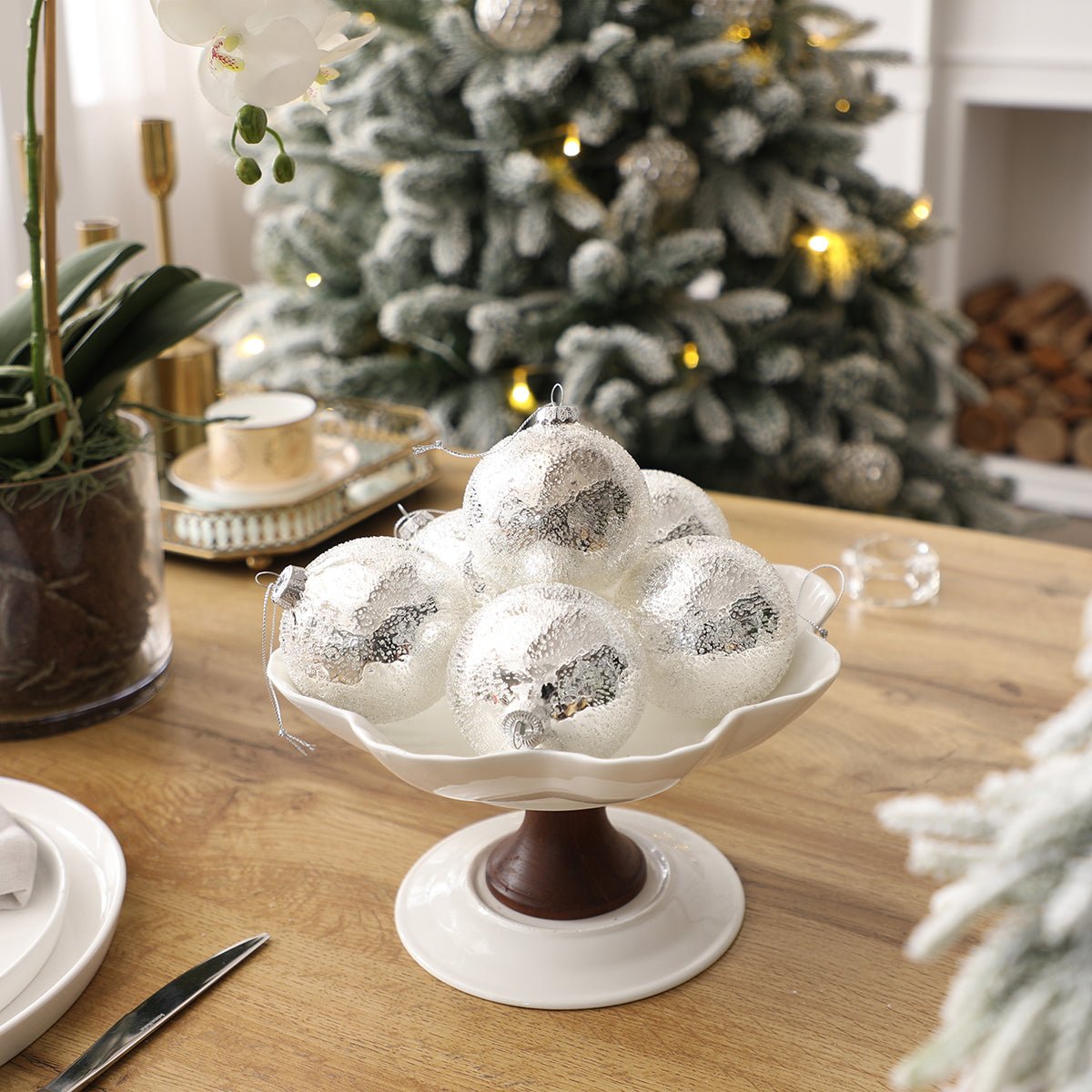 Set de 4 boules de noël mercurisées en verre D8 argenté, SIA DECO