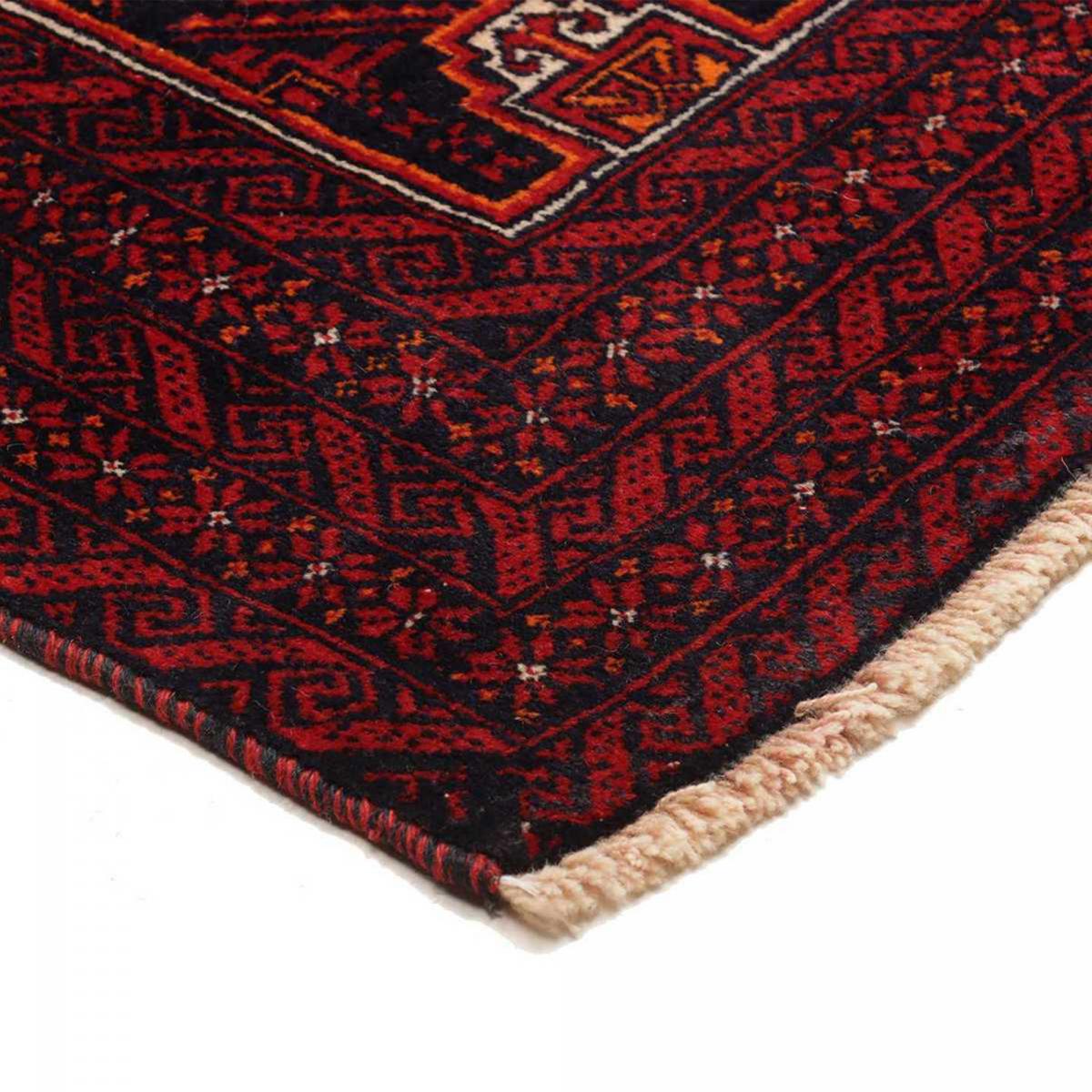 Tapis salon au motif traditionnel, noué à la main, BALUTSCH 8 bordeaux, noir, rouge, UN AMOUR DE TAPIS