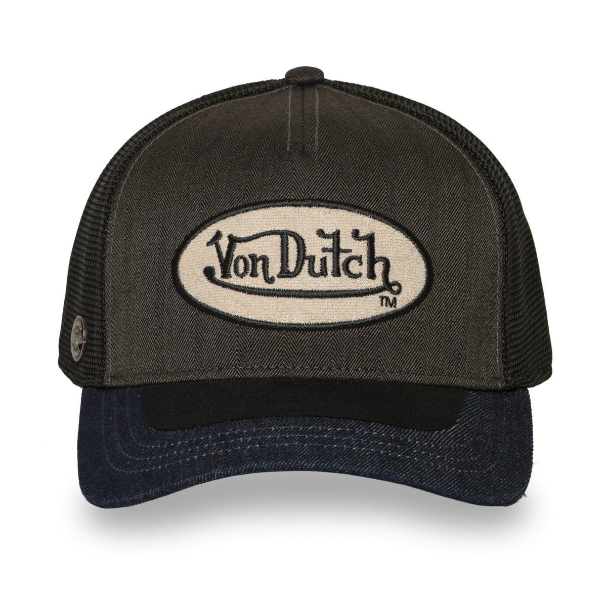 Casquette Trucker Shield gris foncé/noir/bleu foncé, VON DUTCH