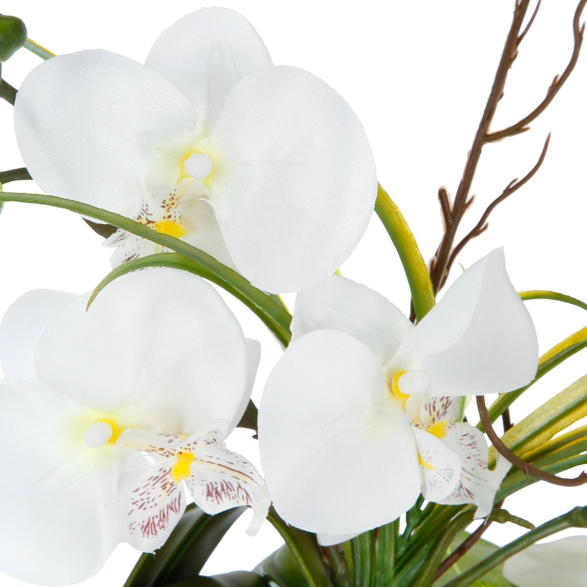Composition florale artificielle orchidée avec vase en céramique AYDA blanc, ATMOSPHERA