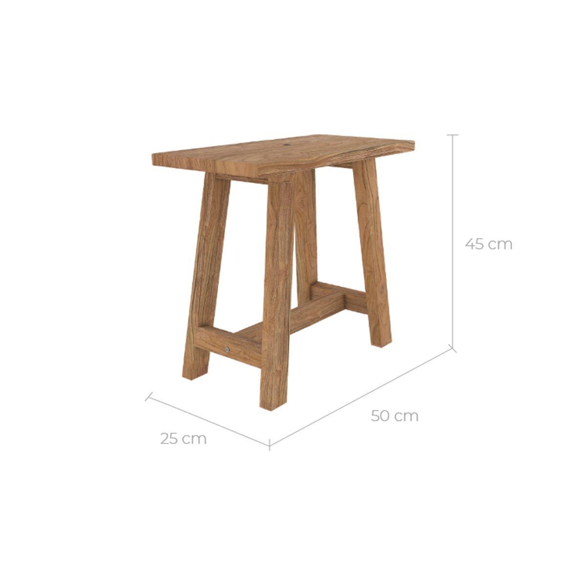 Tabouret en bois de teck recyclé - DAO bois clair, MAISON PAVANE