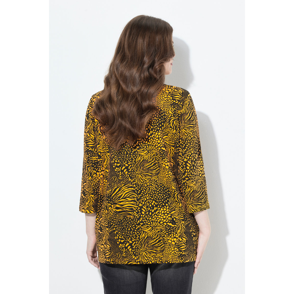 T-shirt coupe évasée, motif animal orange fluo, ULLA POPKEN