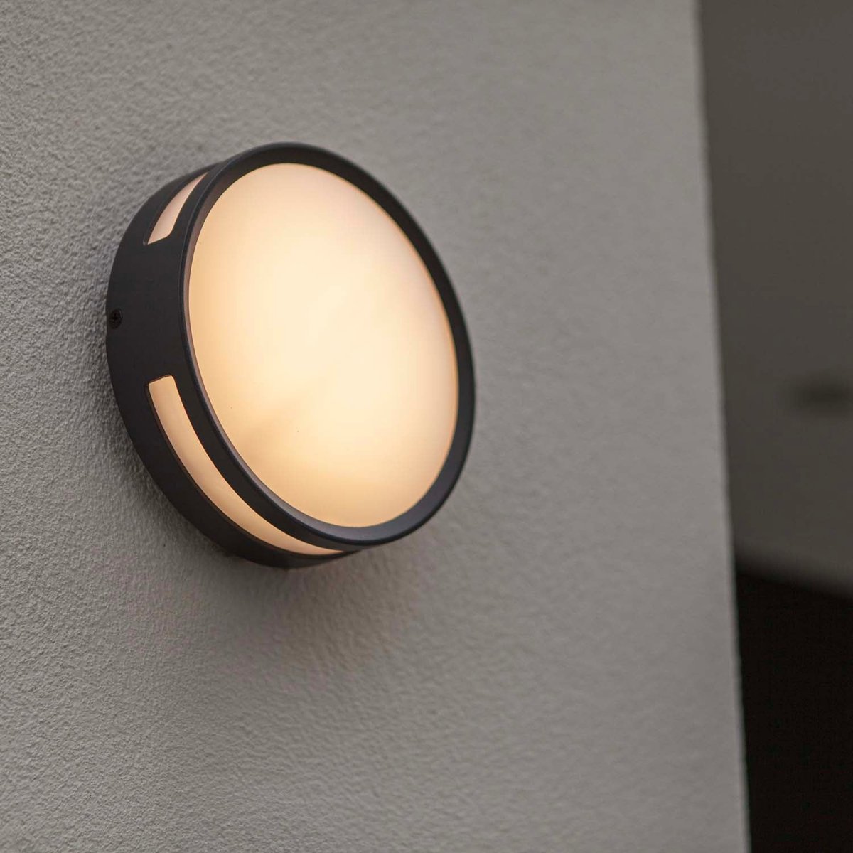Applique murale d'extérieur sur secteur ROLA aluminium noir LED blanc chaud H4,8cm matt black, LUMISKY