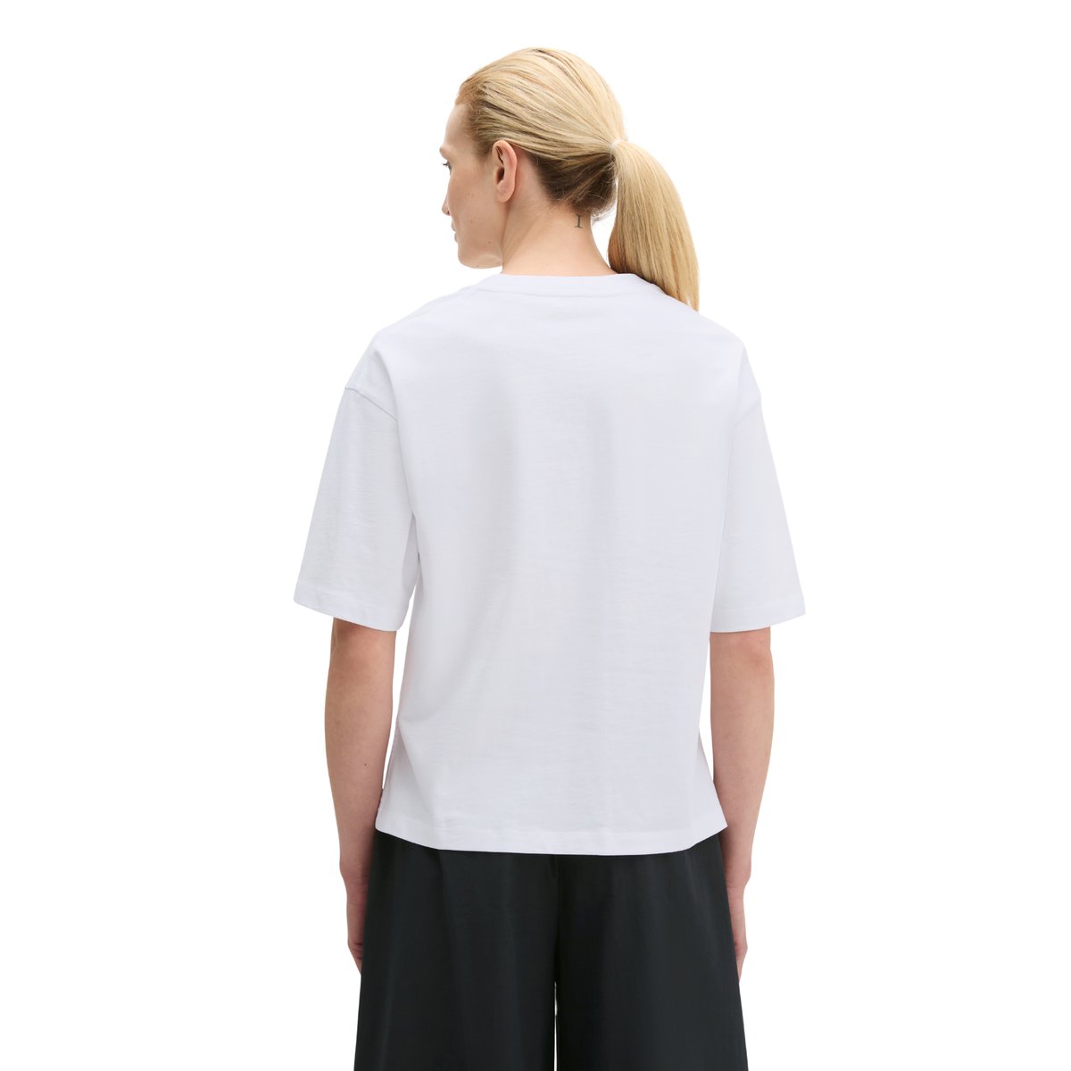 Sweat-shirt oversized boxy en single jersey doux blanc, MARC O'POLO