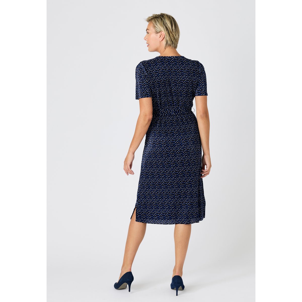 Robe plissé permanent bleu marine pois, DAMART