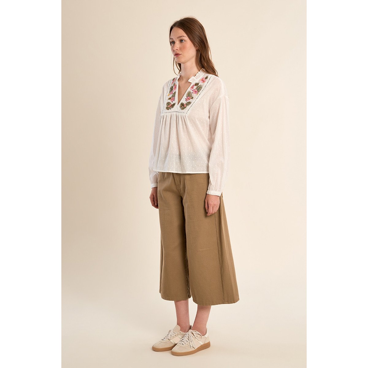 Blouse à broderie florale blanc, MOLLY BRACKEN