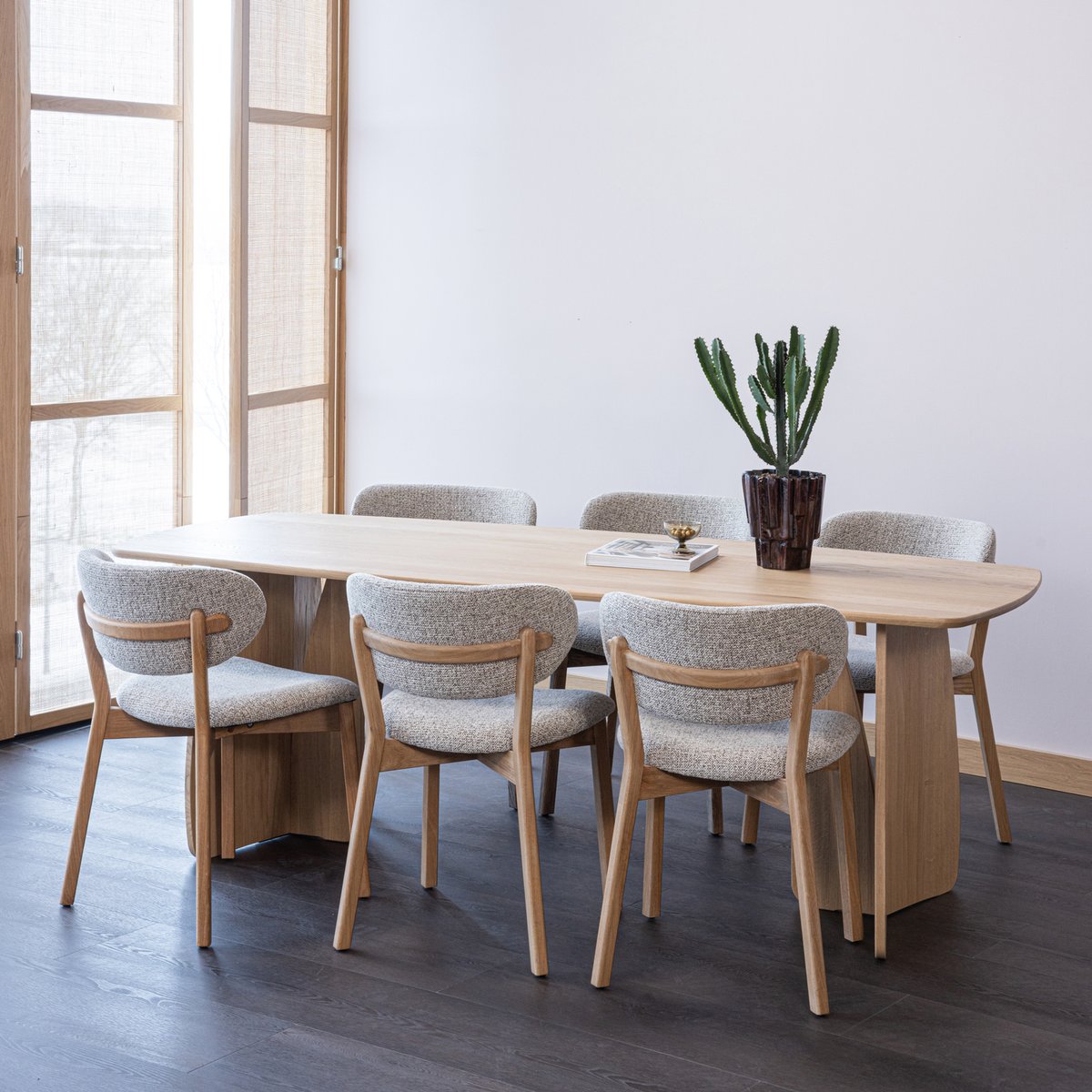 Table à manger en bois de chêne VEERE bois fonce, WOOOD