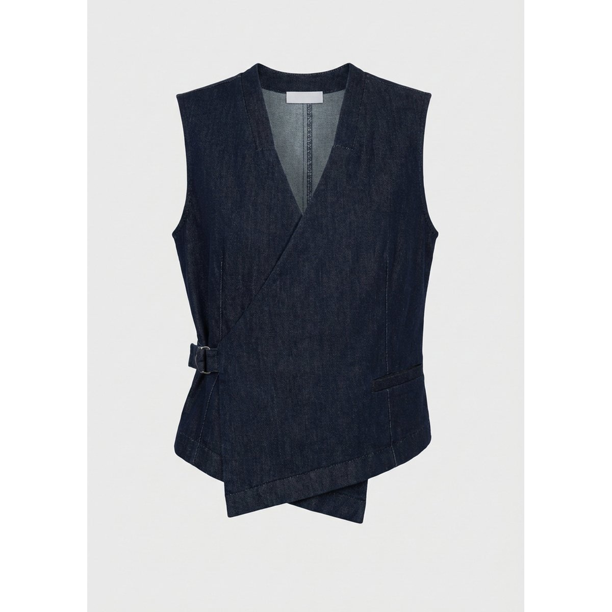 Gilet cache-cœur en denim bleu denim, HUMILITY