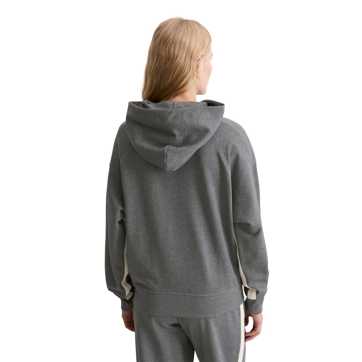 Sweatshirt à capuche avec logo relaxed en coton organique gris, MARC O'POLO