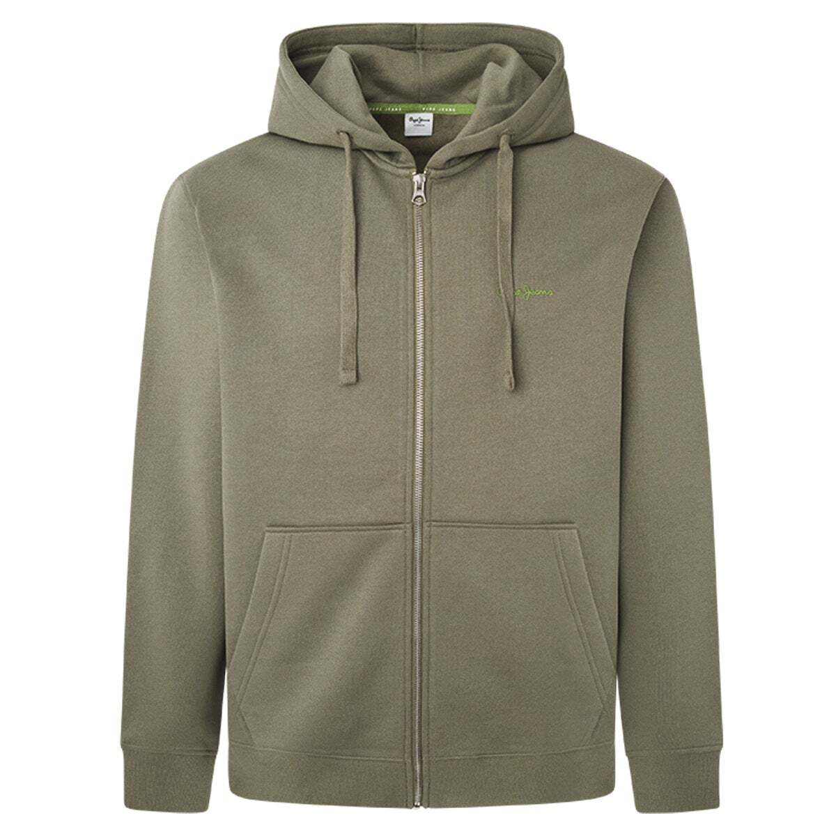 Sweat zippé à capuche vert safari, PEPE JEANS