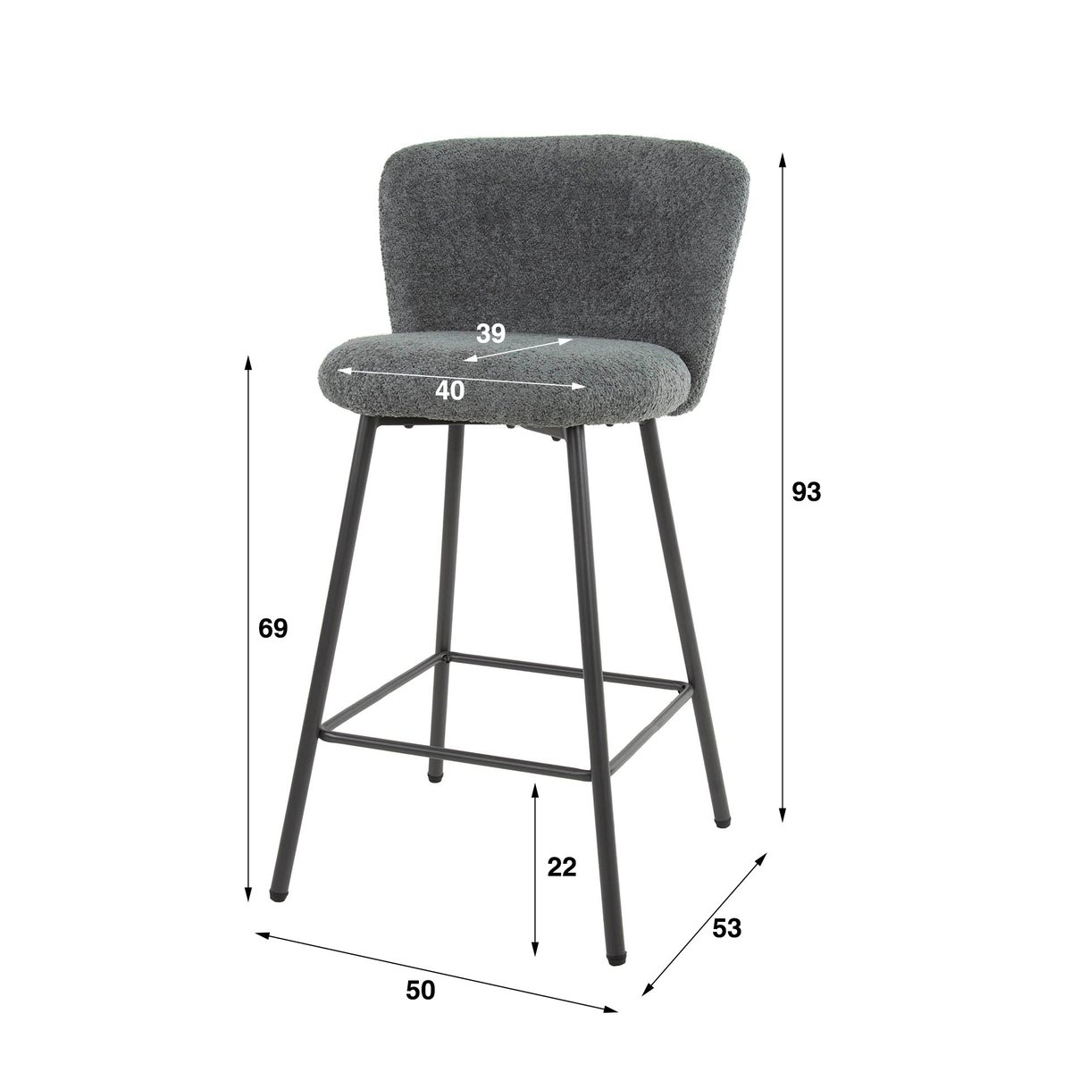 Tabouret de bar rose en tissu bouclette (lot de 2) GALWAY rose, PIER IMPORT