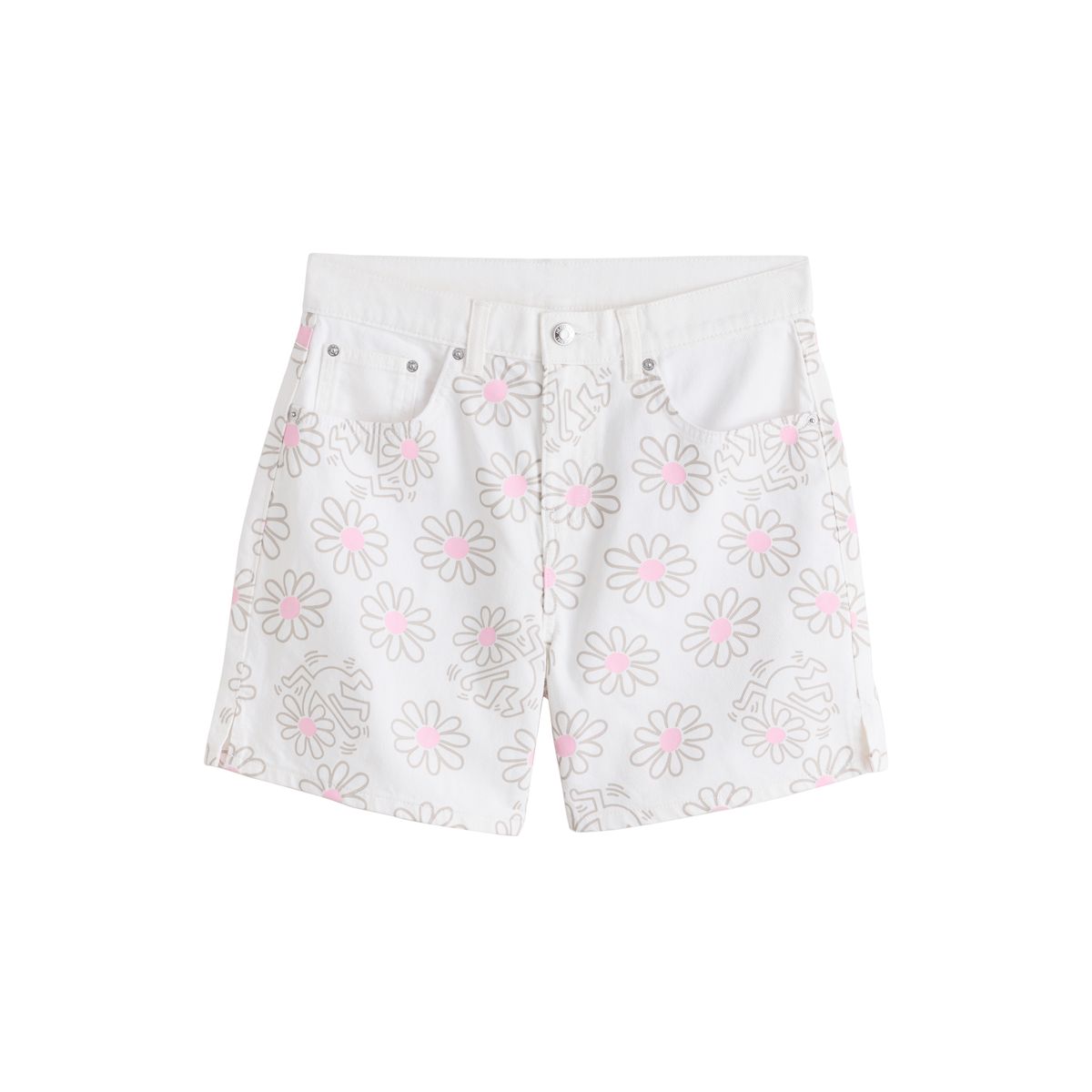 Short taille mi-haute en jean à ourlet fendu blanc, NEXT