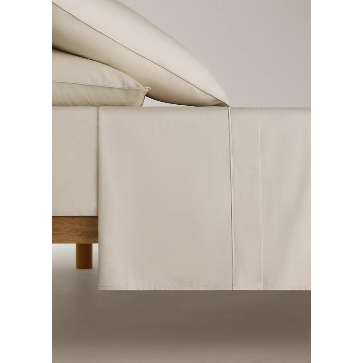 Drap plat en percale de coton 100 % Lit 90 cm sable, MANGO HOME