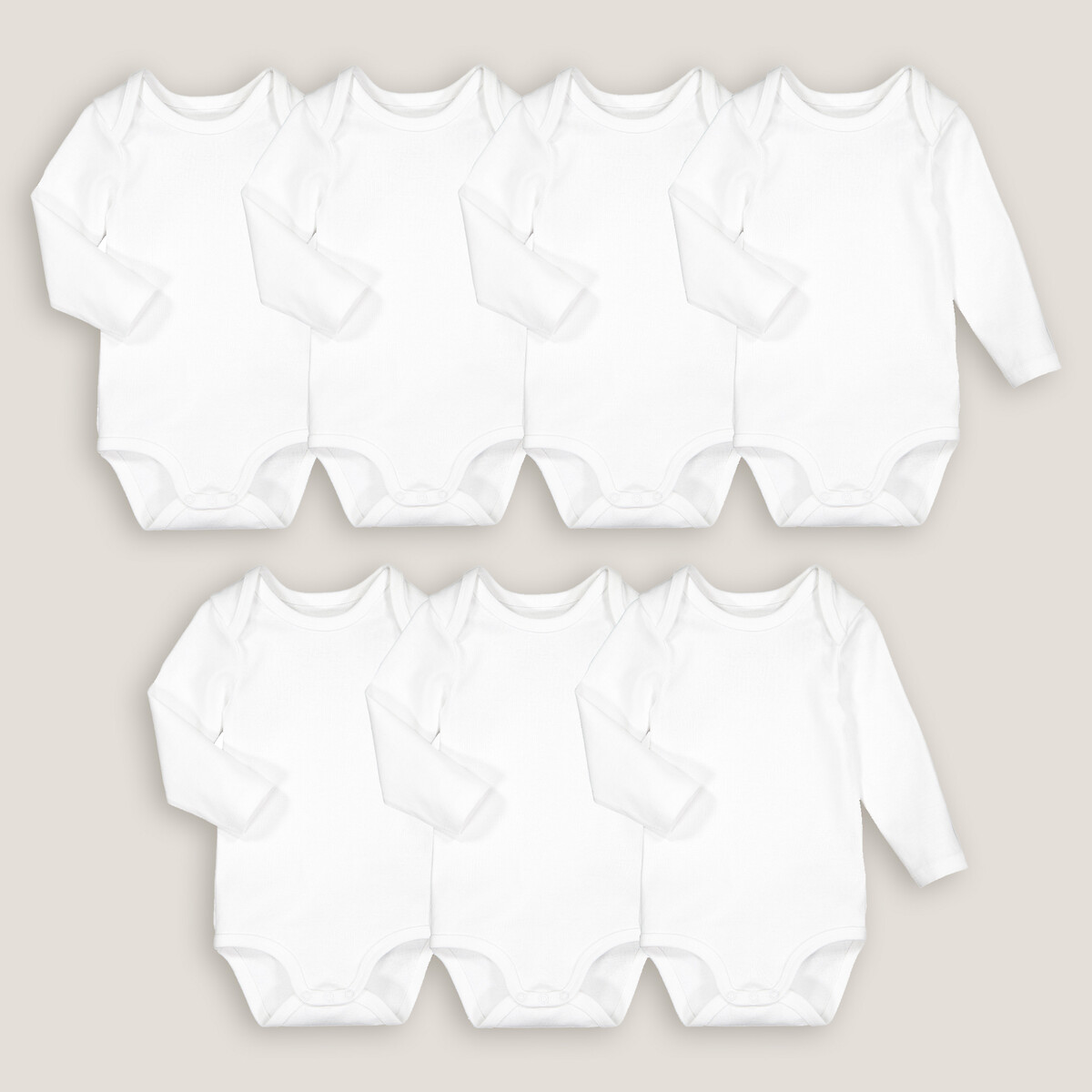 Lot de 7 bodies blanc manches longues blanc, LA REDOUTE COLLECTIONS